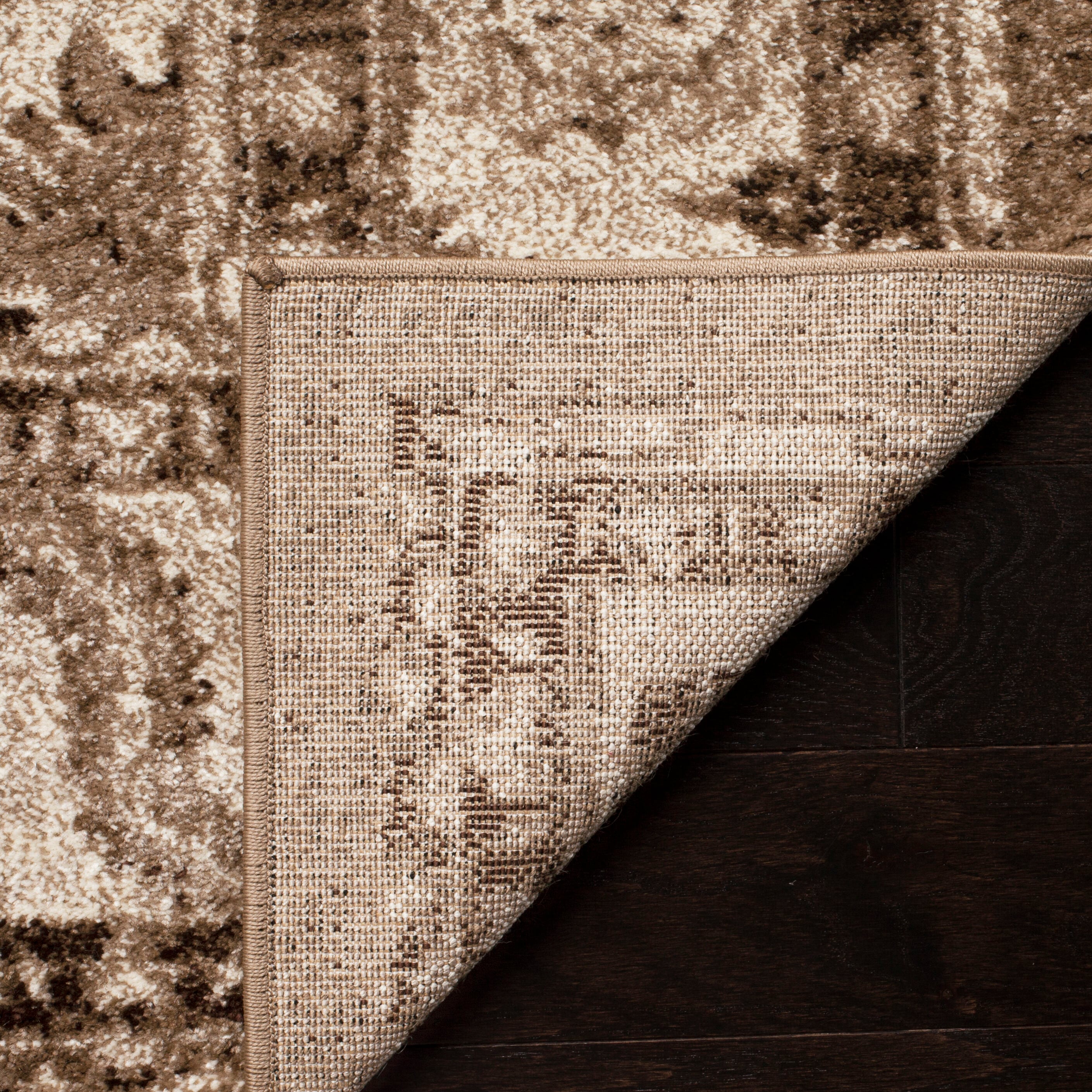 Taupe Floral Motif Synthetic Runner with Border Embellishment
