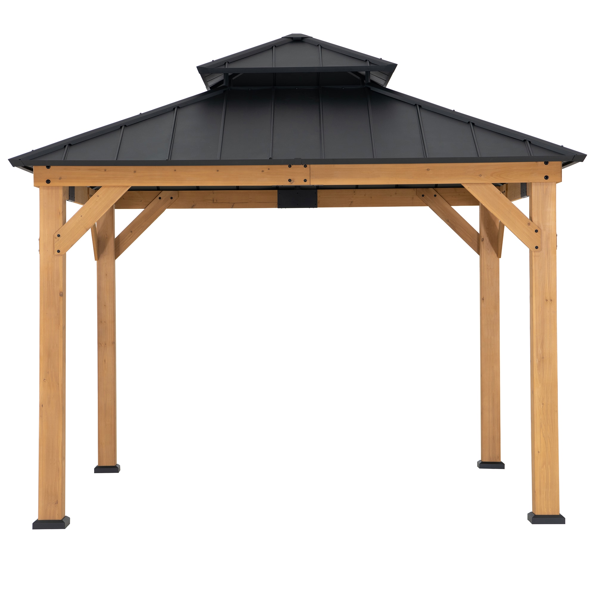 Sunjoy 11-ft x 11-ft Black Square Gazebo with Hardtop Steel Roof #A102007390