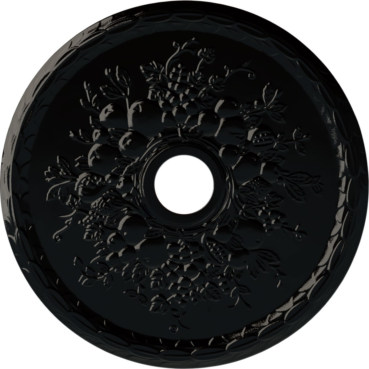 Ekena Millwork CM22GRBPS Grape 22.625-in W x 22.625-in L Painted Black Pearl Polyurethane Whole Ceiling Medallion