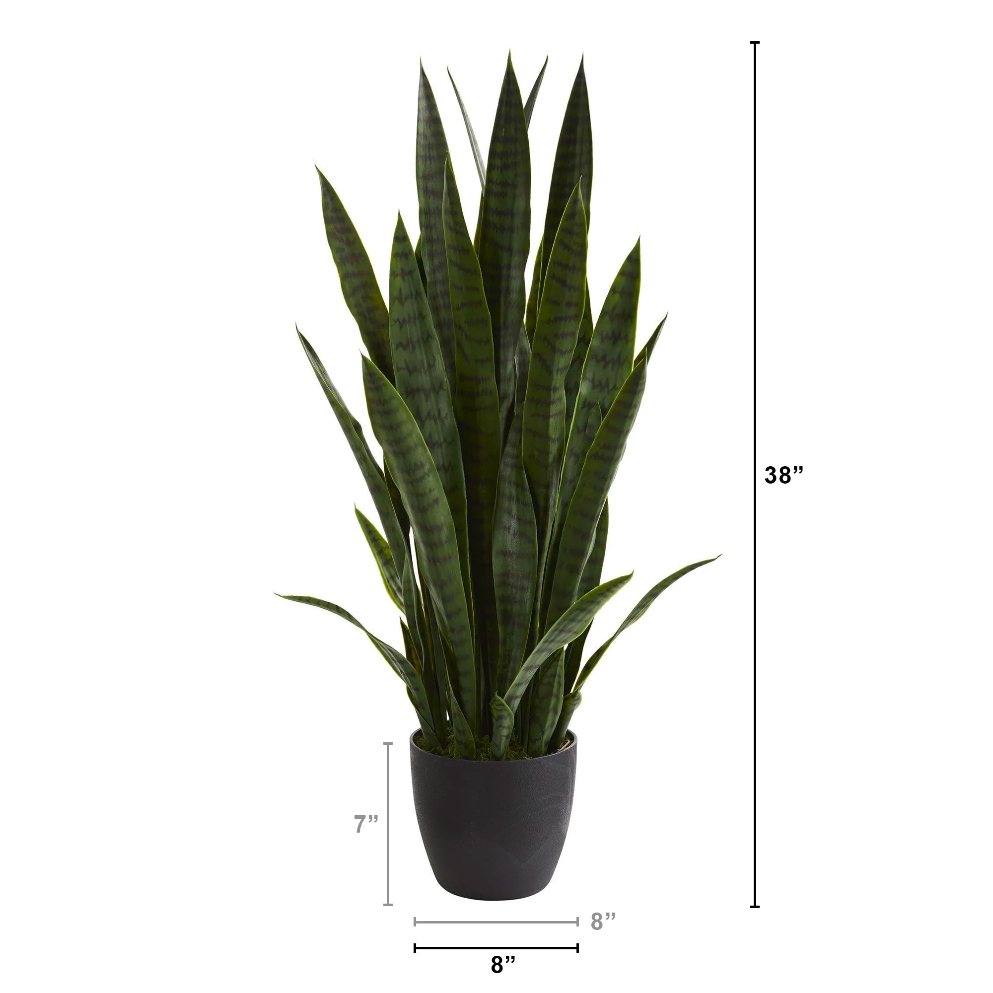 38" Green Plastic Sansevieria Faux Potted Plant