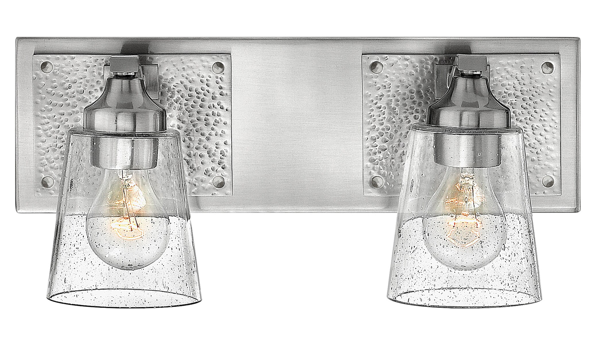 Brushed Nickel 2-Light Bathroom Wall Sconce with Clear Seedy Glass