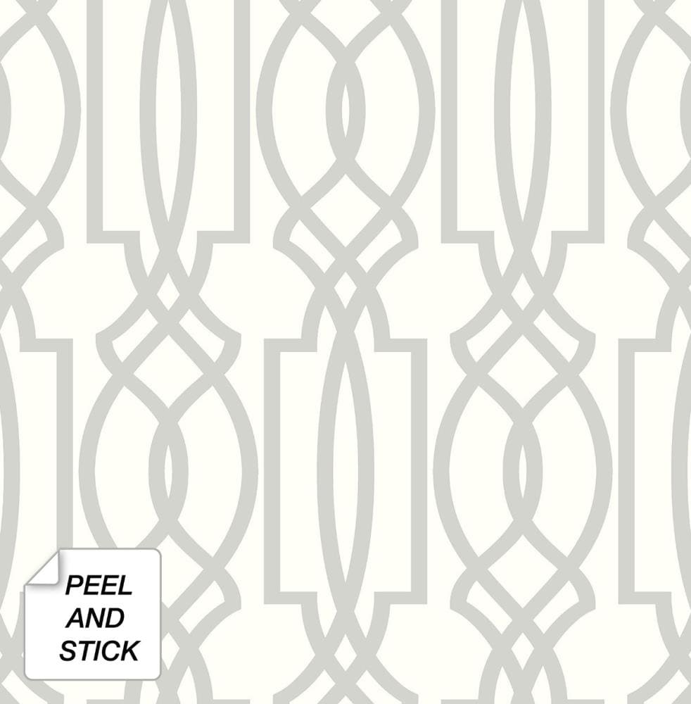 NextWall NW31508 30.75-Sq. Feet Soft Grey Vinyl Geometric Self-adhesive Peel and Stick Wallpaper