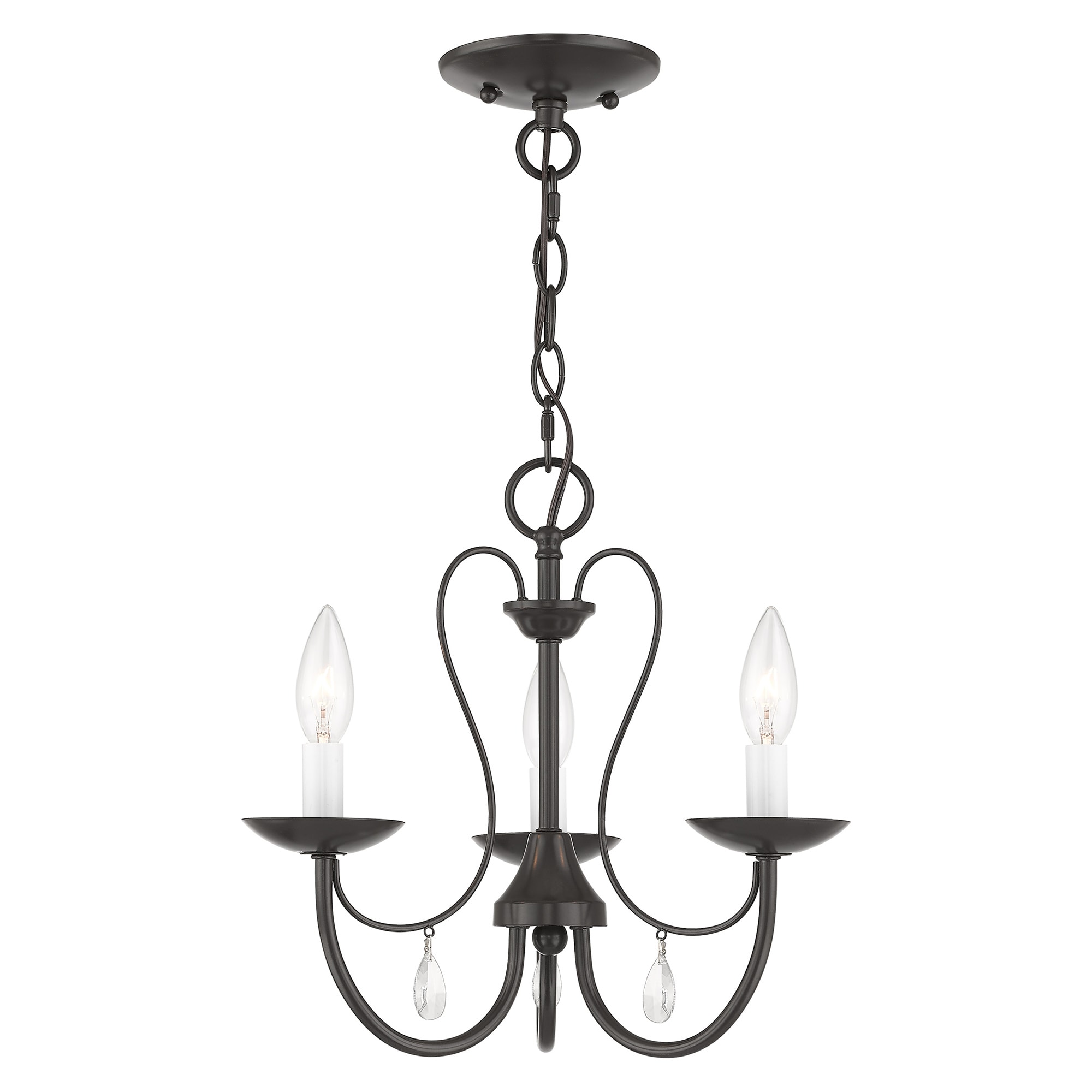 Livex Lighting 40863-92 Mirabella 1 -Light Matte Bronze Transitional Crystal For Use in Bathrooms, Bedrooms, Dining Rooms, Foyers, Kitchens, Living Rooms Chandelier