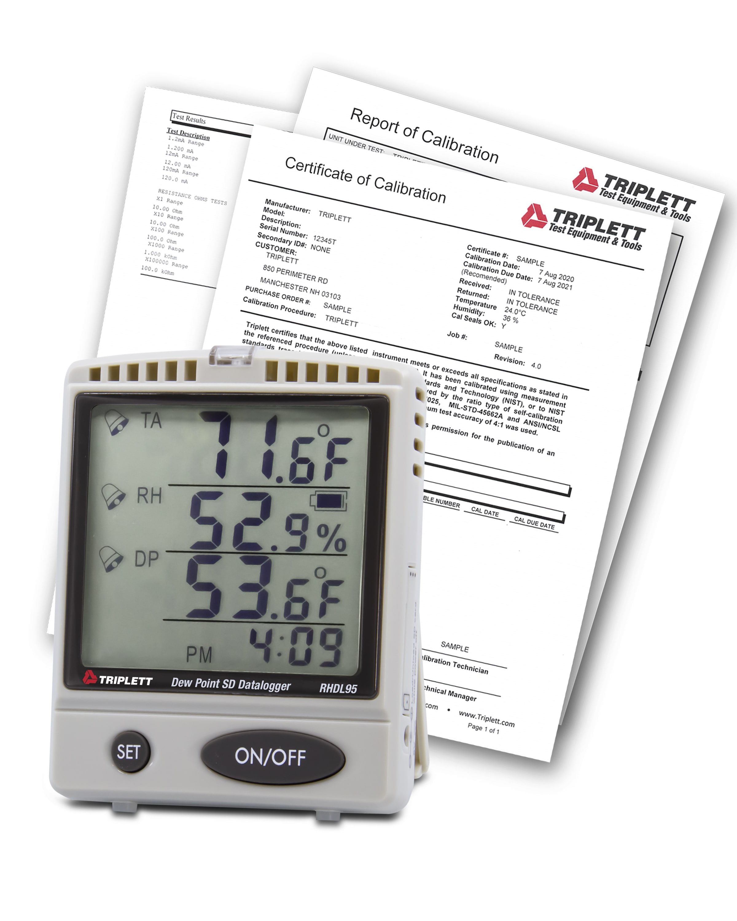TRIPLETT RHDL95-NIST LCD Display Specialty meter