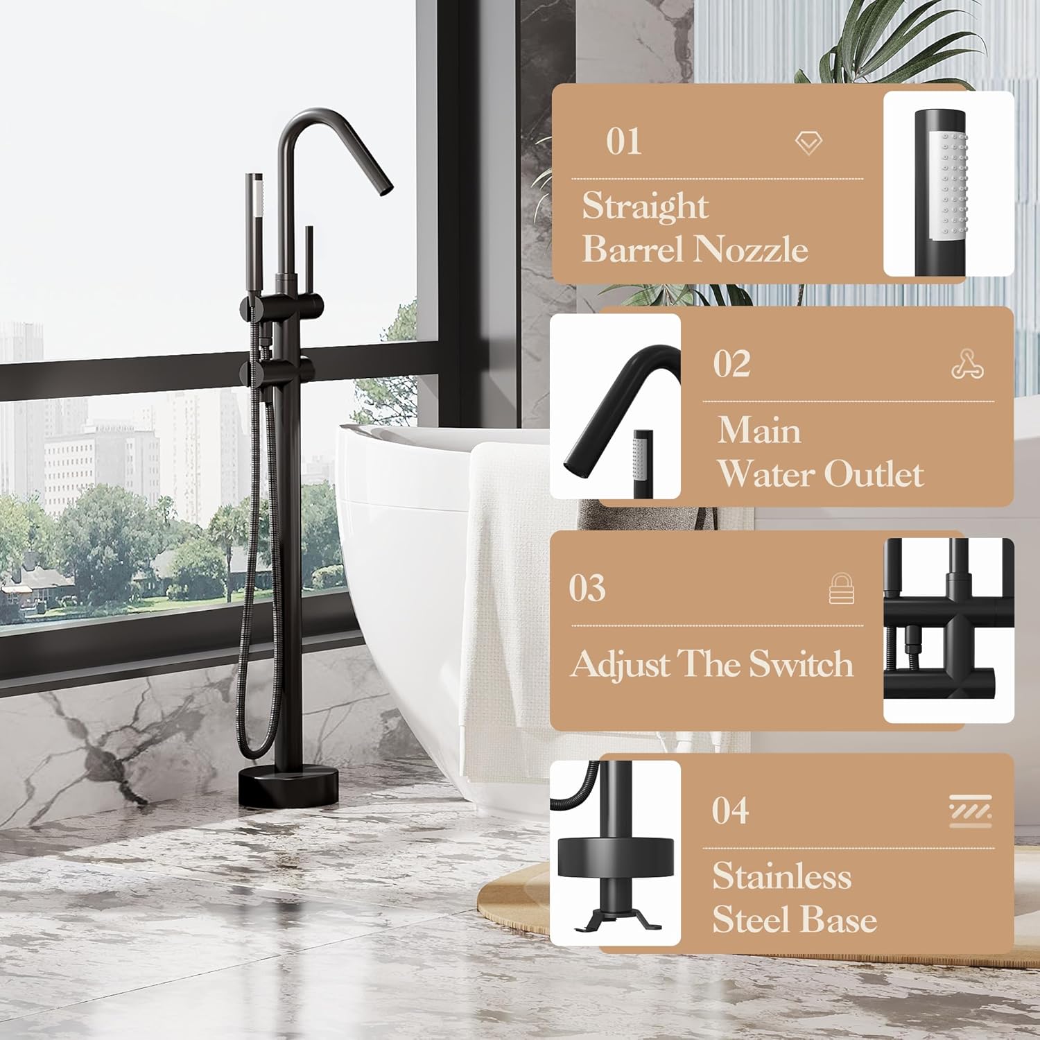 Qeetex DHZ-PHO-147CMXE0 Roman-Tub-Faucets - View #5