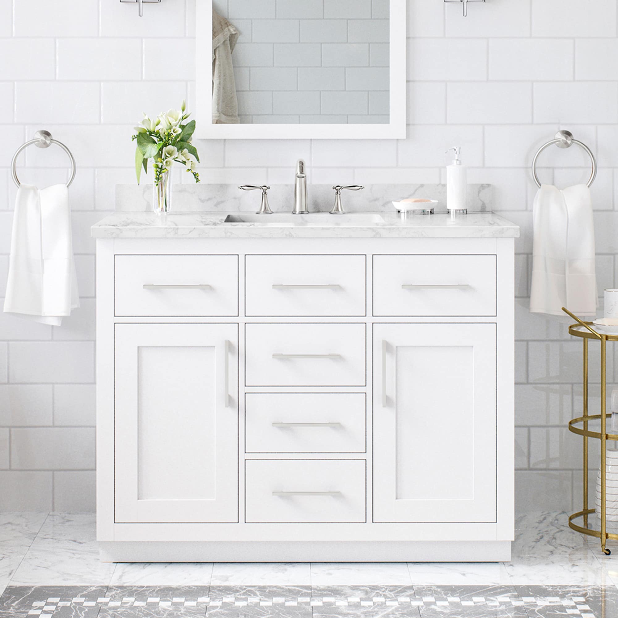 ove decors athea 42-in pure white undermount single sink bathroom