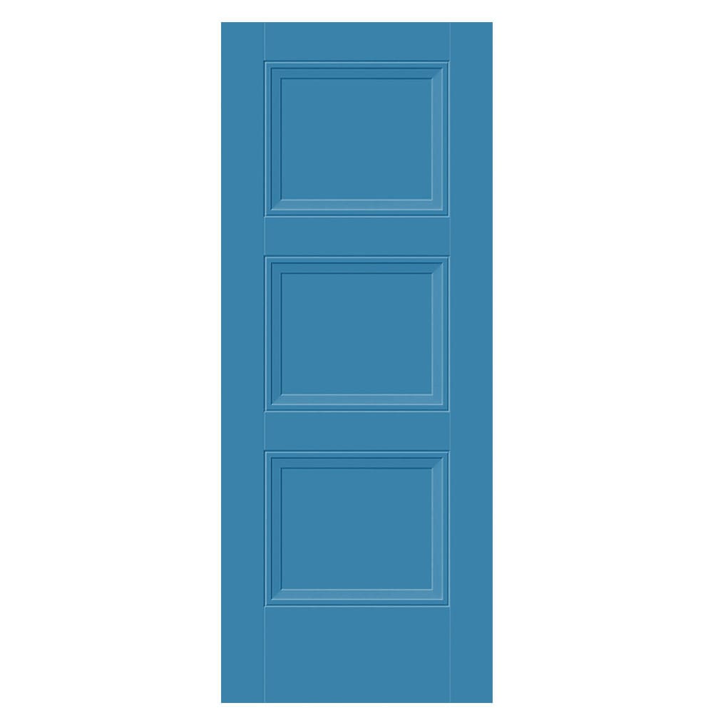 Masonite 1573029 Livingston 32-in x 80-in Blue Heron 3-panel square Smooth Hollow core Prefinished Molded composite Slab Door