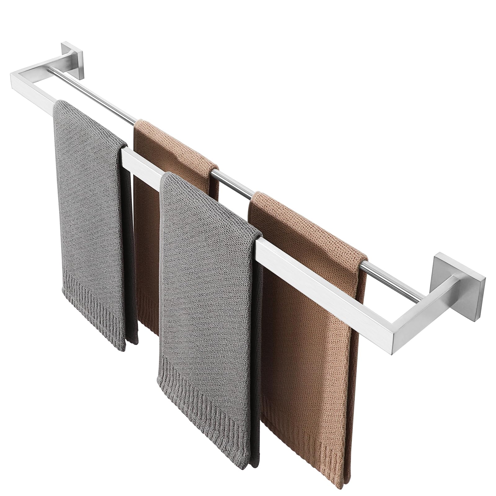 UUDULY  Double Towel Bar 32 Inch SUS304 Stainless Steel Bathroom Wall Mounted Heavy Duty Brushed Nickel Finish Long Towel Rack Holder Easy Install