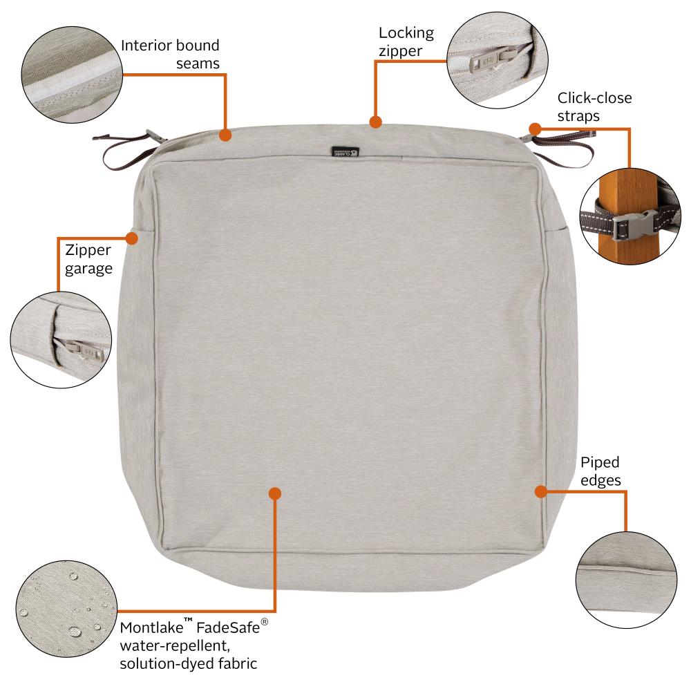 Classic Accessories Montlake FadeSafe Water Resistant Patio Cushion Set Heather Grey
