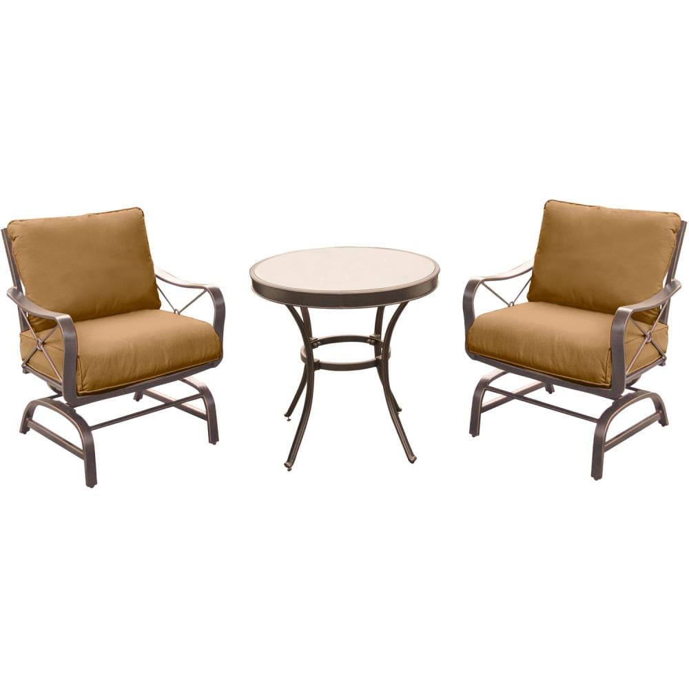 Hanover SUMRNGTDN3PCG Summer Nights 3-Piece Patio Conversation Set with Brown Cushions