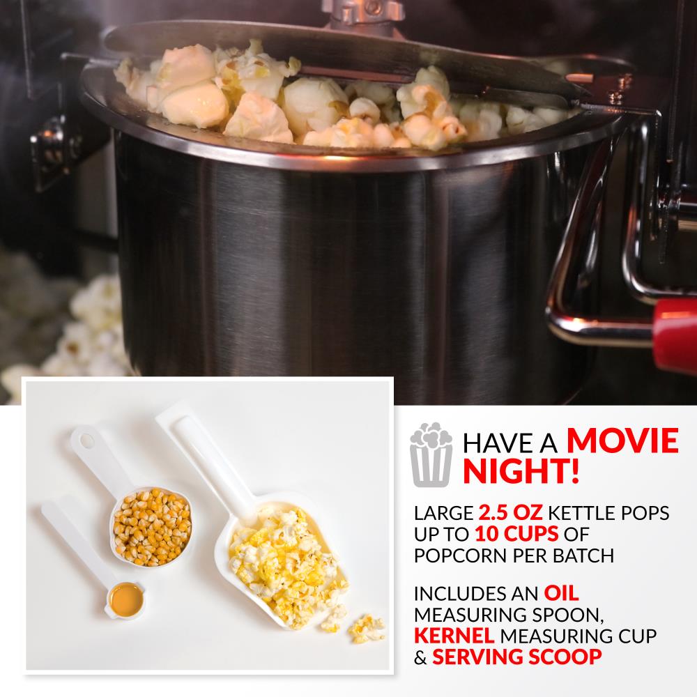 Nostalgia Electrics Nostalgia Vintage 2.5-Ounce Tabletop Kettle Popcorn  Maker, Makes 10 Cups, With Kernel Cup & Oil Measuring Spoon, Black &  Reviews