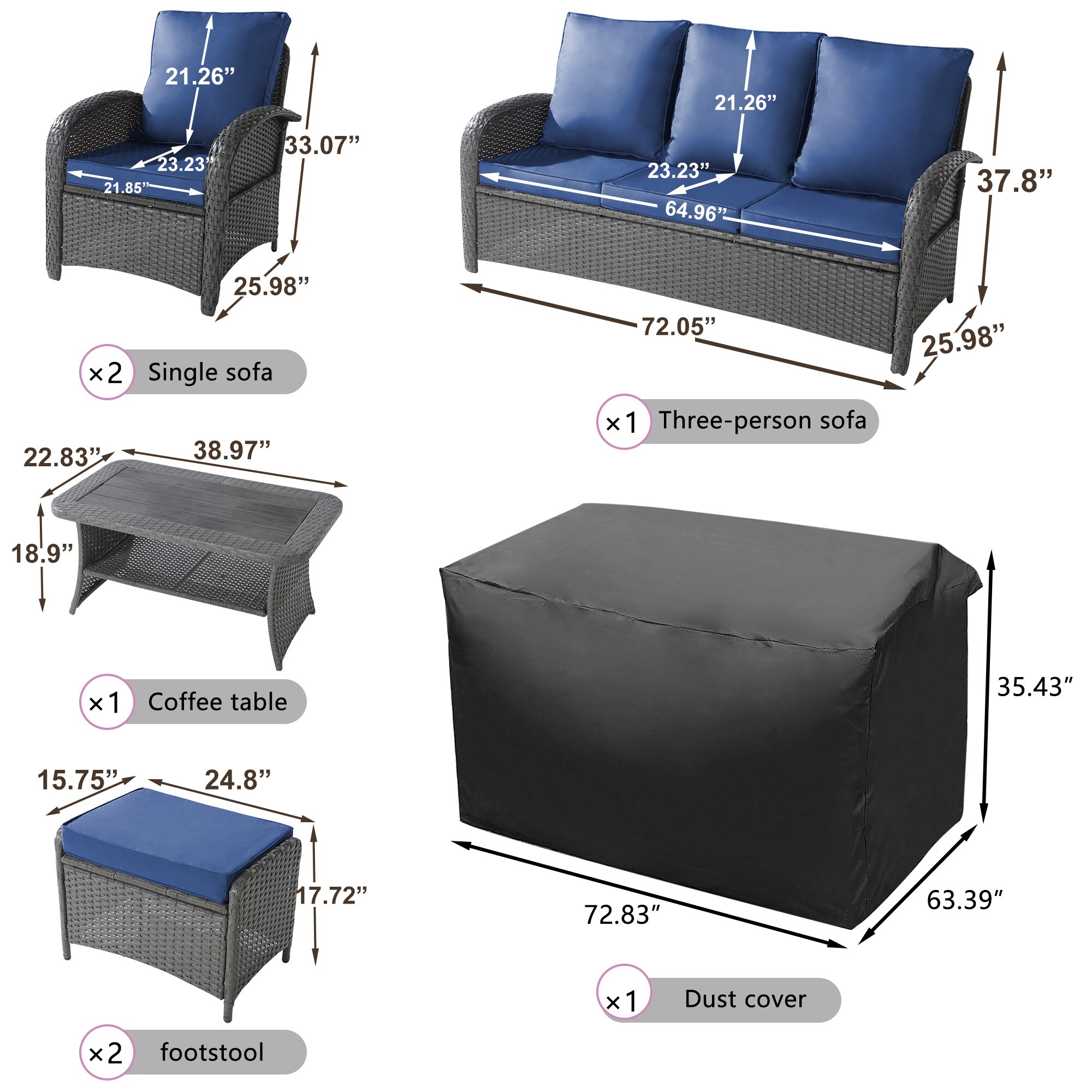 NOBLEMOOD LS-2032BU Patio-Conversation-Sets - View #7