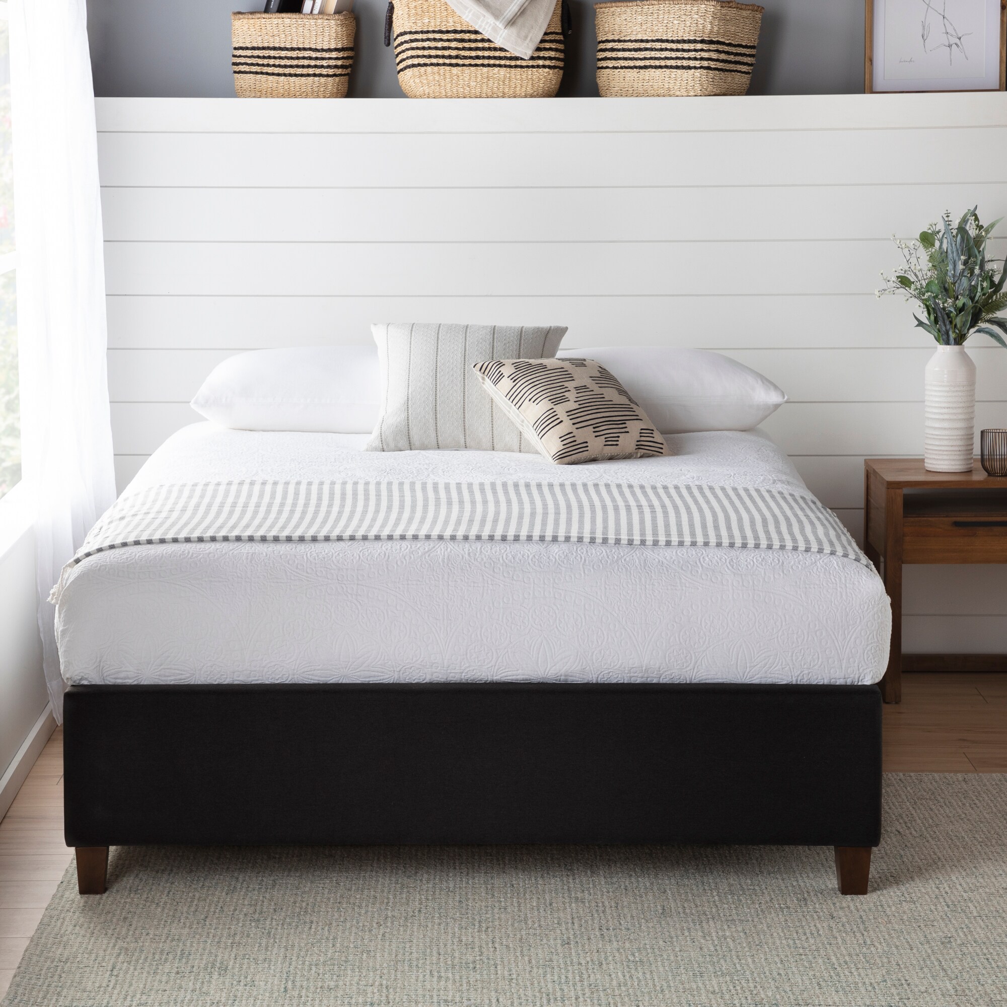 Brookside BSCKBKUPPL Ava Black California King Upholstered Platform Bed