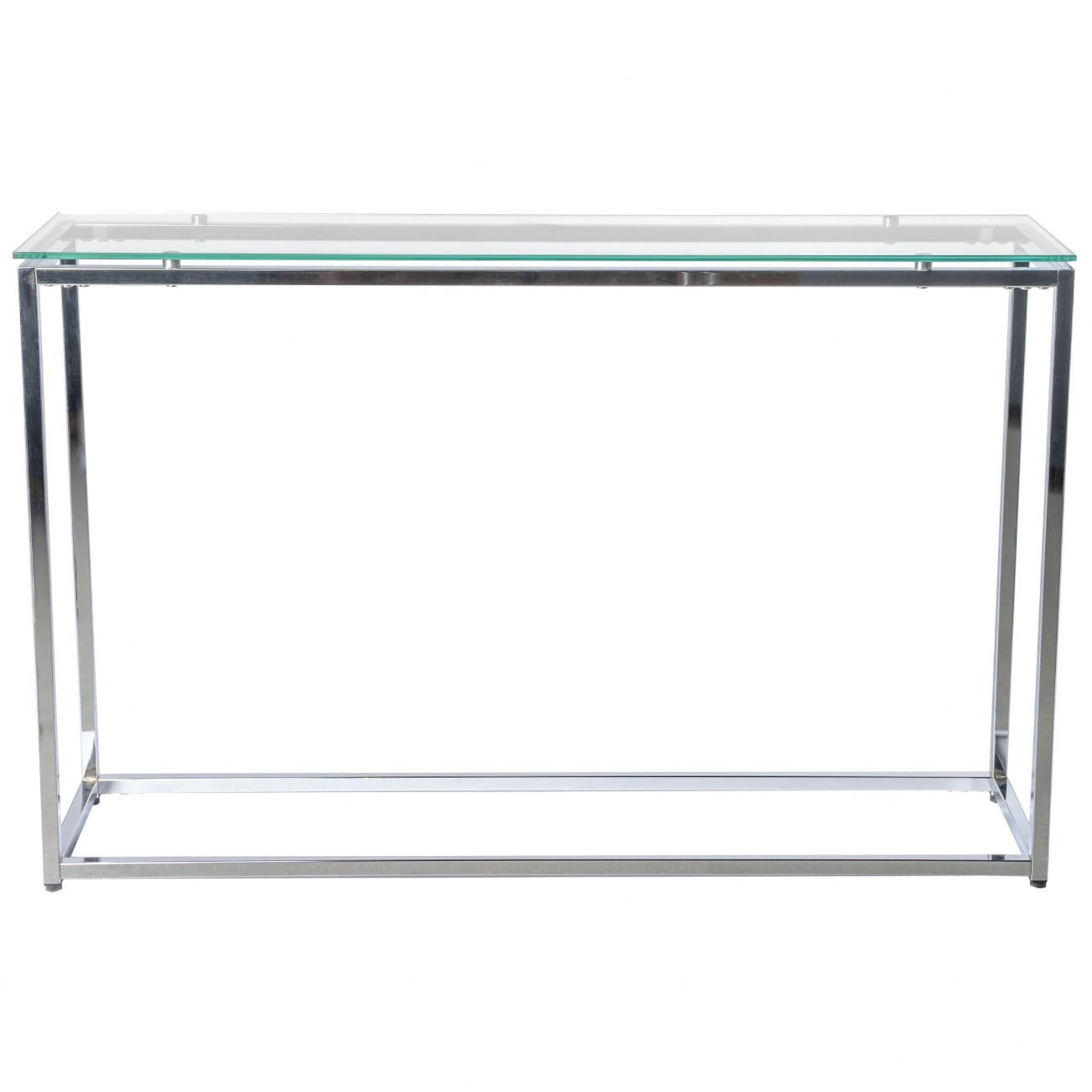 HomeRoots 4000400517 Geo XL Rectangle Clear Glass and Chrome Console Table