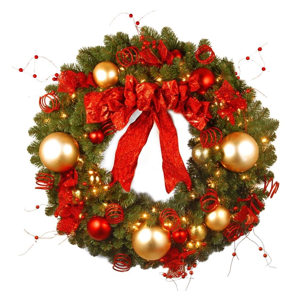 Christmas Wreath 18-Inch Holiday Ornament Wreath in Red/Green/Gold 
