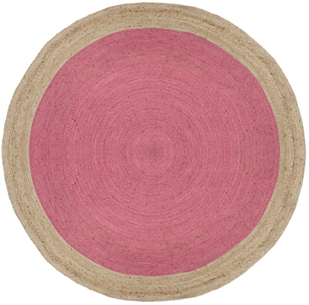 Safavieh NF801P-7R Natural Fiber Cira 7 x 7 (ft) Jute Pink/Natural Round Indoor Border Coastal Area rug