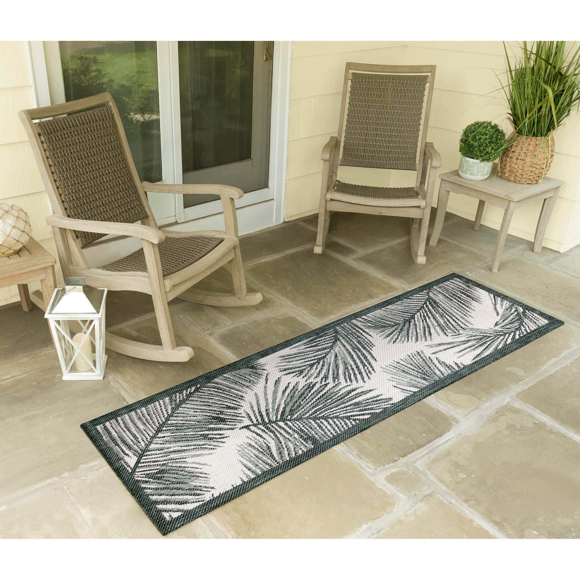 Liora Manne MAUR8821606 Malibu 2 x 8 Green Indoor/Outdoor Floral/Botanical Runner Rug