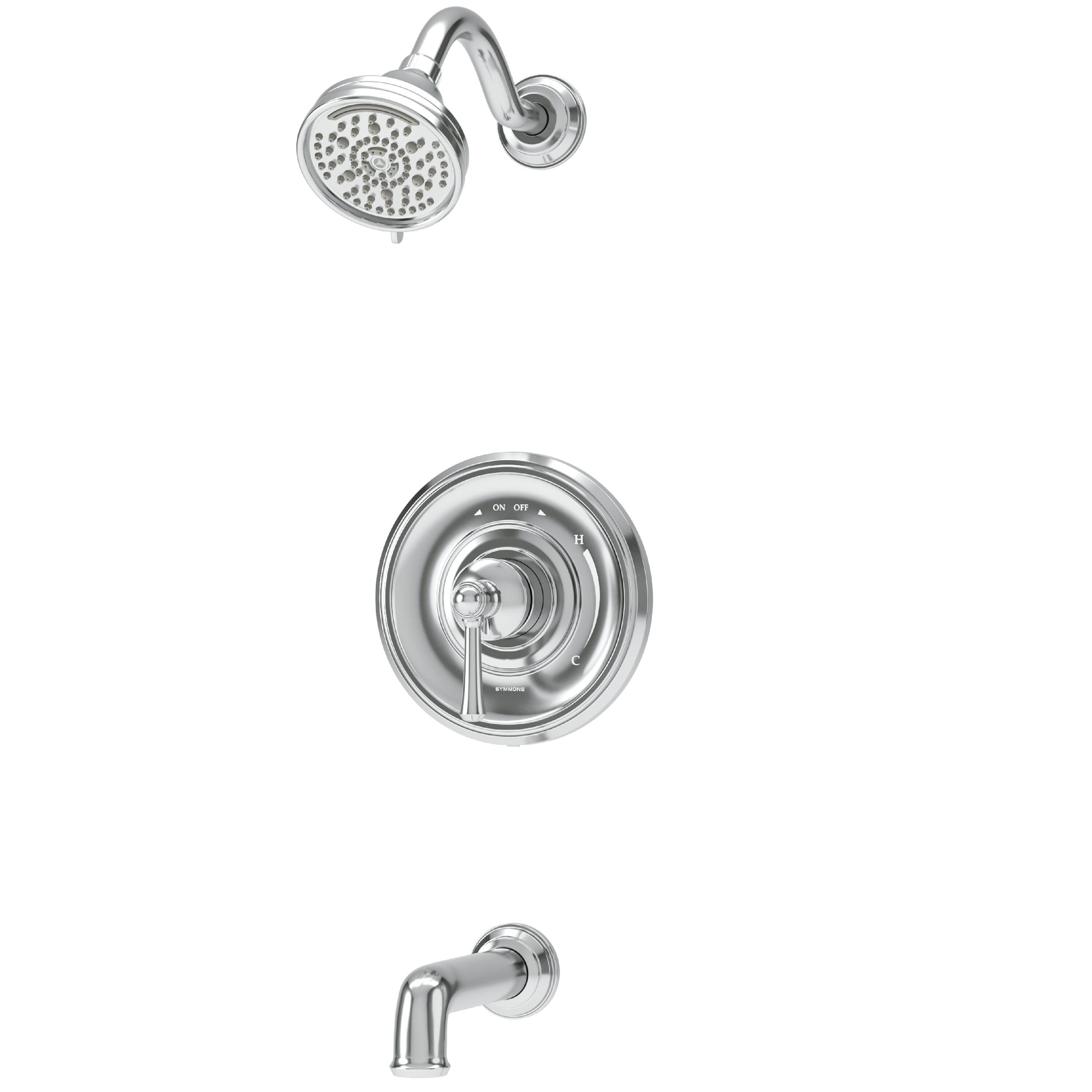 Symmons 589215TRM Braston Polished Chrome 1-handle Multi-function 4.07-in Round Bathtub and shower Faucet