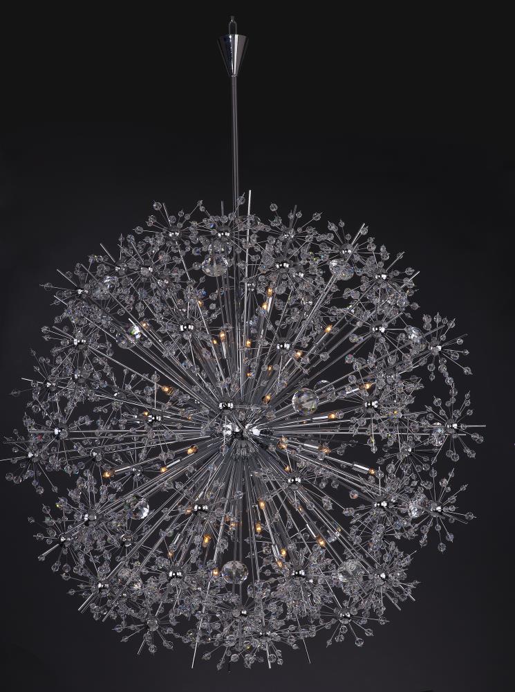 Starfire Polished Chrome Crystal Globe Chandelier with Xenon Lights