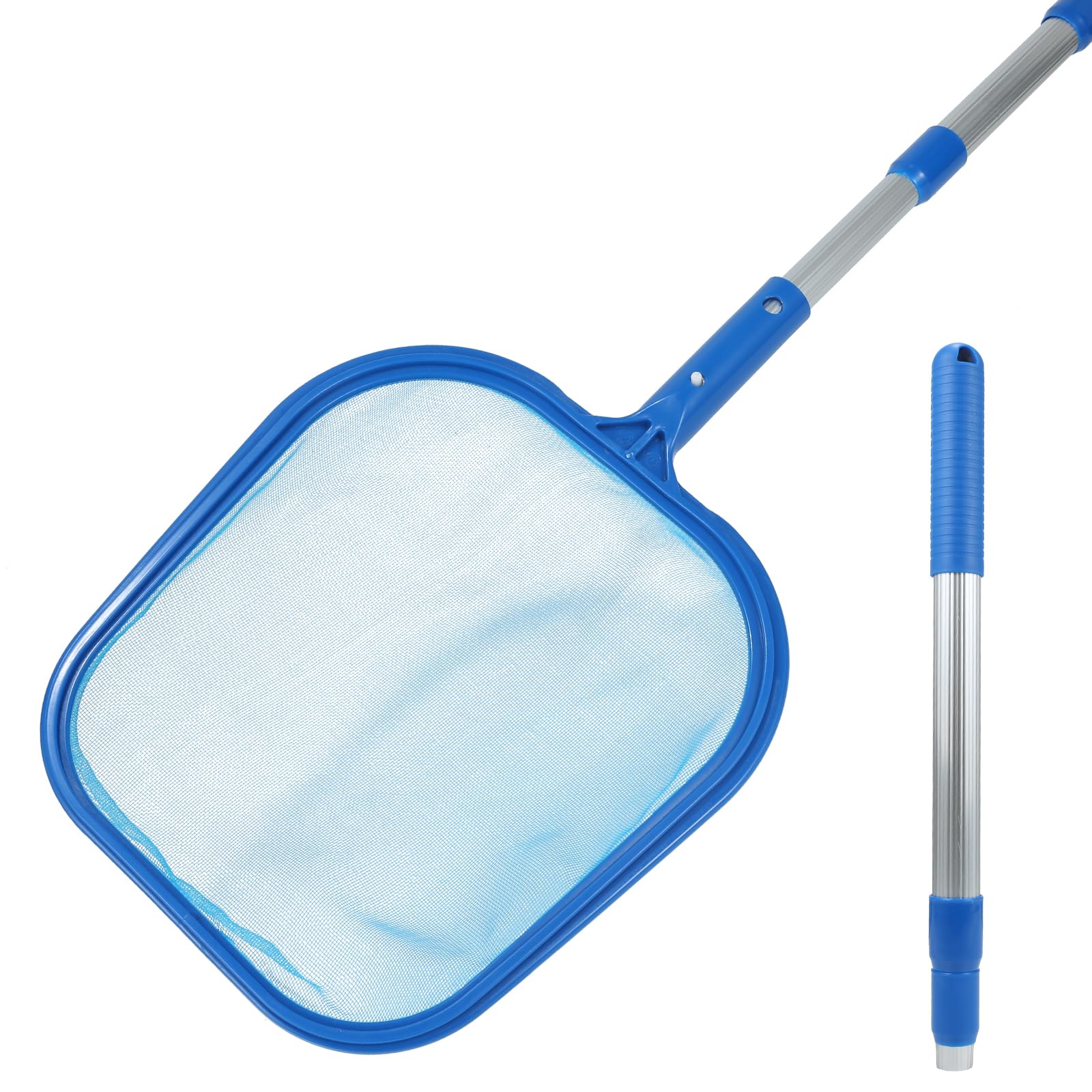 Oyezvary  Pool Skimmer Net with Telescopic Aluminum Handle Fine Mesh Leaf Collector for Above Ground Pool Inflatable Pool Hot Tub Pond Fountain