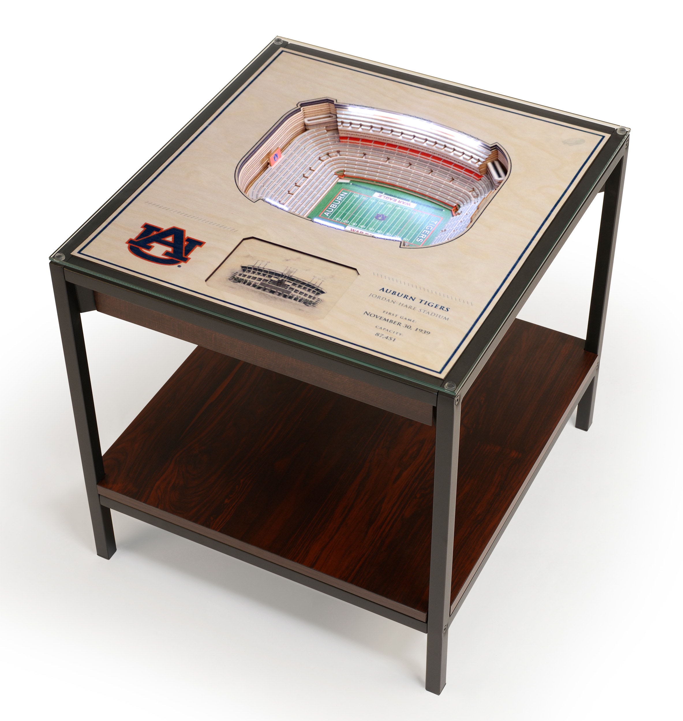 StadiumViews 9021742 25-Layer StadiumView Lighted End Table 22-in W x 22.25-in H Team Colors Glass Modern End Table with Storage Assembly Required