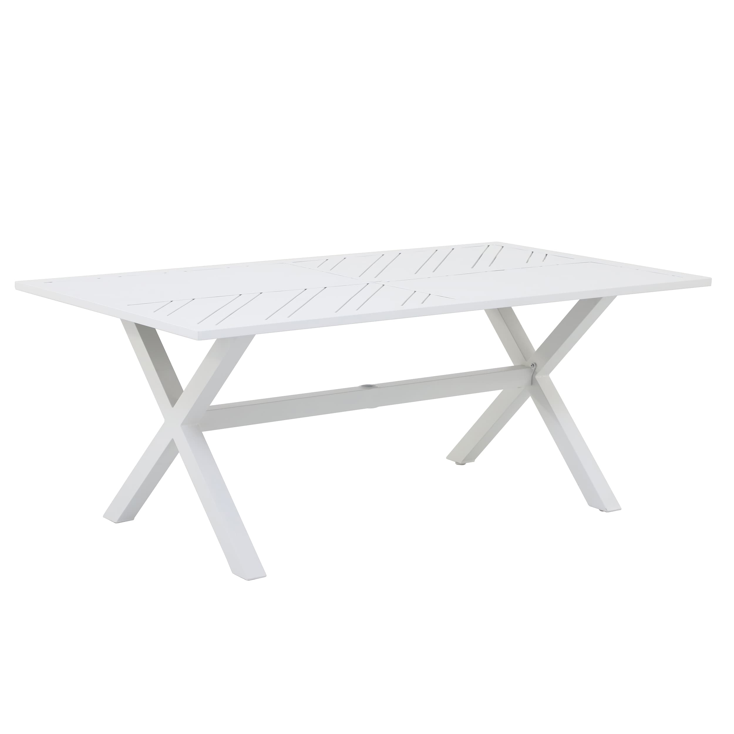 allen + roth FTA81443 Chatham Pier Rectangle Outdoor Dining Table 40.15-in W x 72.24-in L with Umbrella Hole