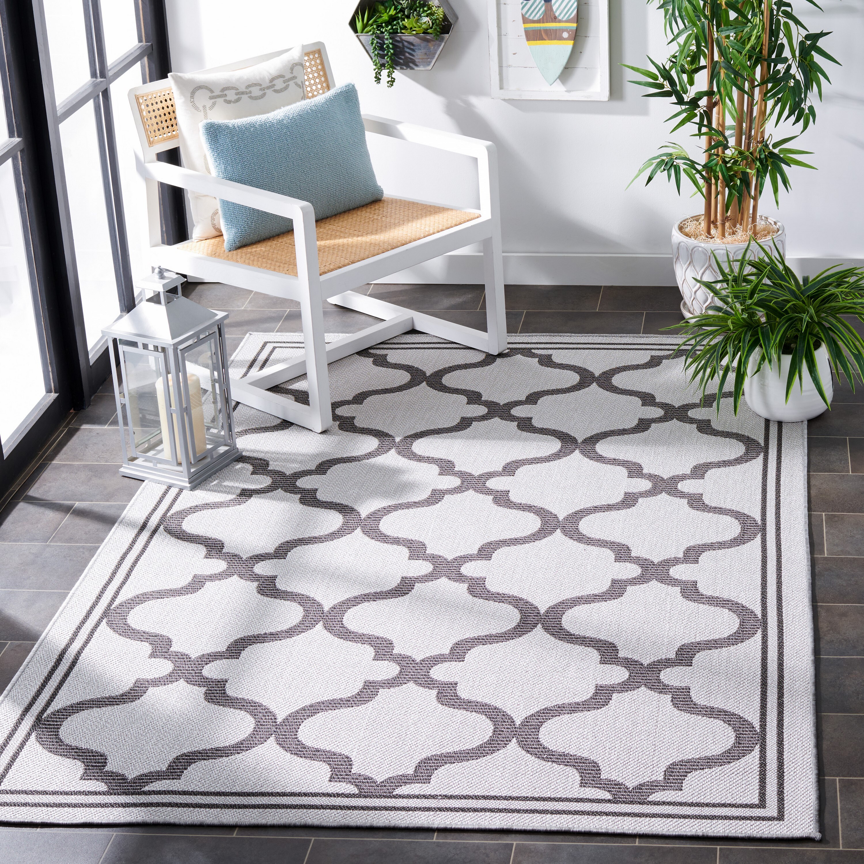 Safavieh BMU810T-3 Bermuda 800 Mercy 3 x 5 (ft) Loomed Polypropylene Gray/Brown Rectangular Indoor/Outdoor Trellis Farmhouse/Cottage Area rug