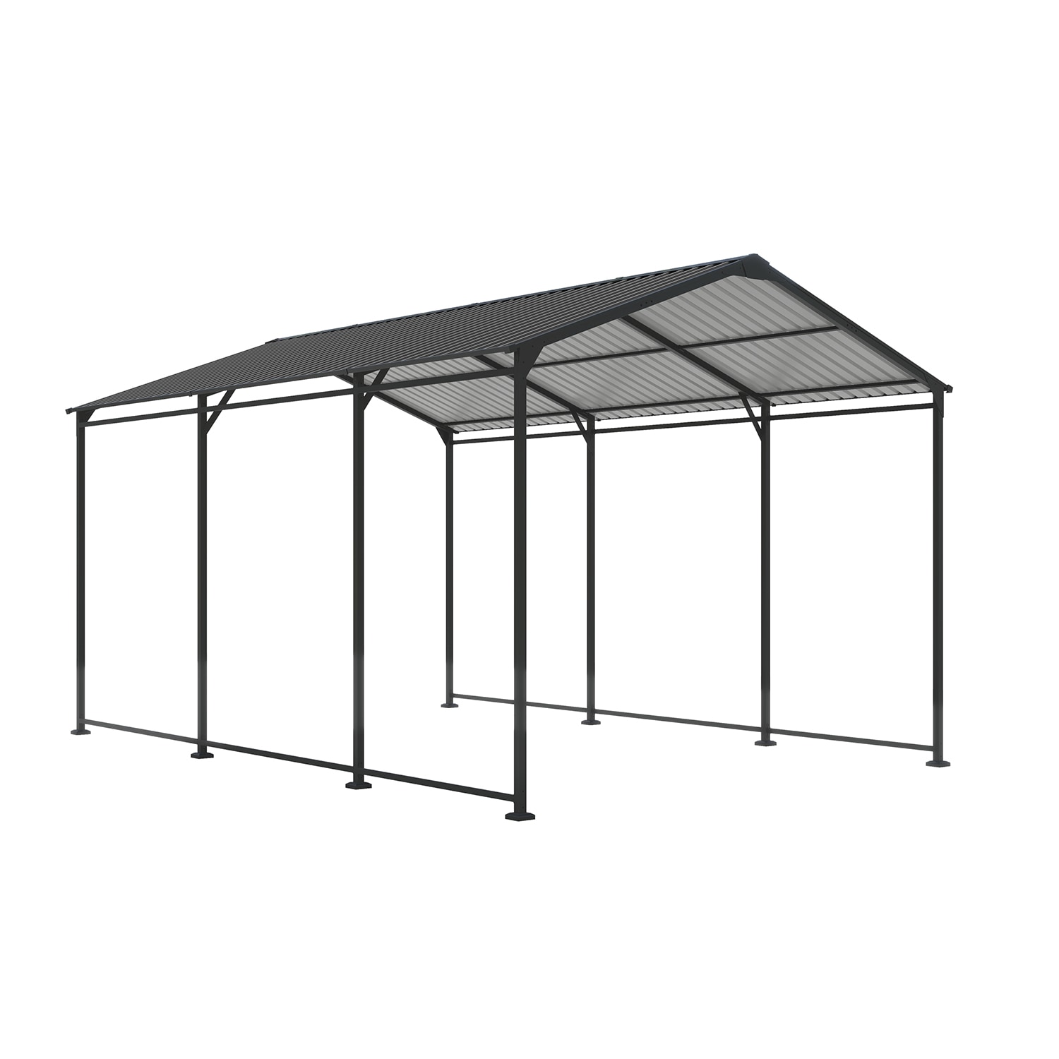 Mondawe MD-CPL00021 15-ft W x 10-ft L x 8.43-ft H Gray Metal Carport with Metal Roof