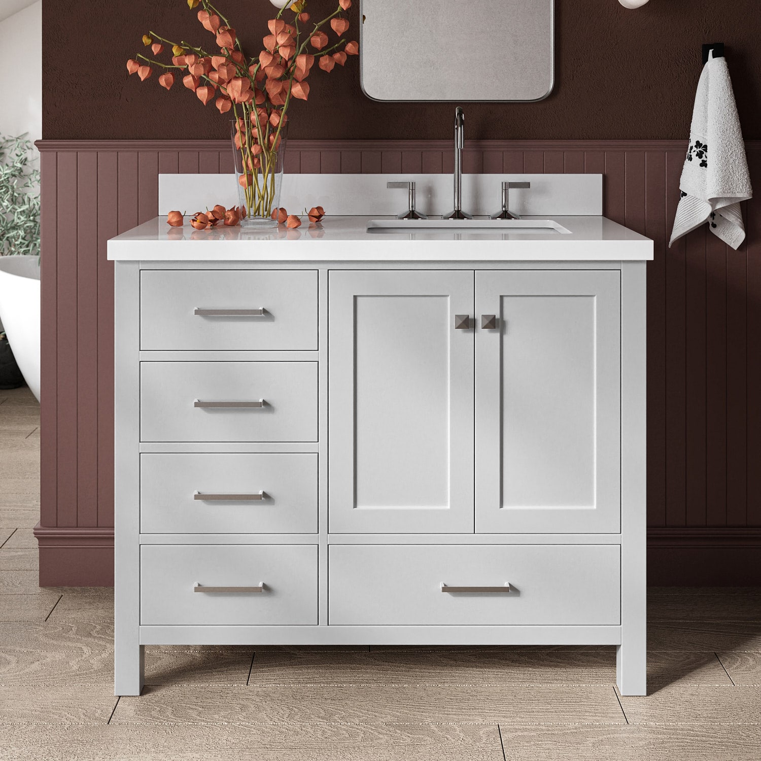 ARIEL A043SRWQRVOGRY Cambridge 43-in Grey Undermount Single sink Bathroom Vanity with Pure White Quartz Quartz Top