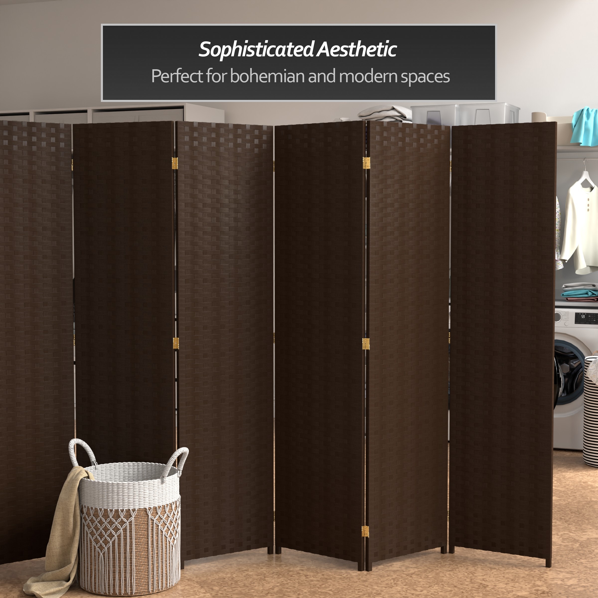 Oriental Furniture SSFIBER-6P-DMOC Indoor-Privacy-Screens - View #4