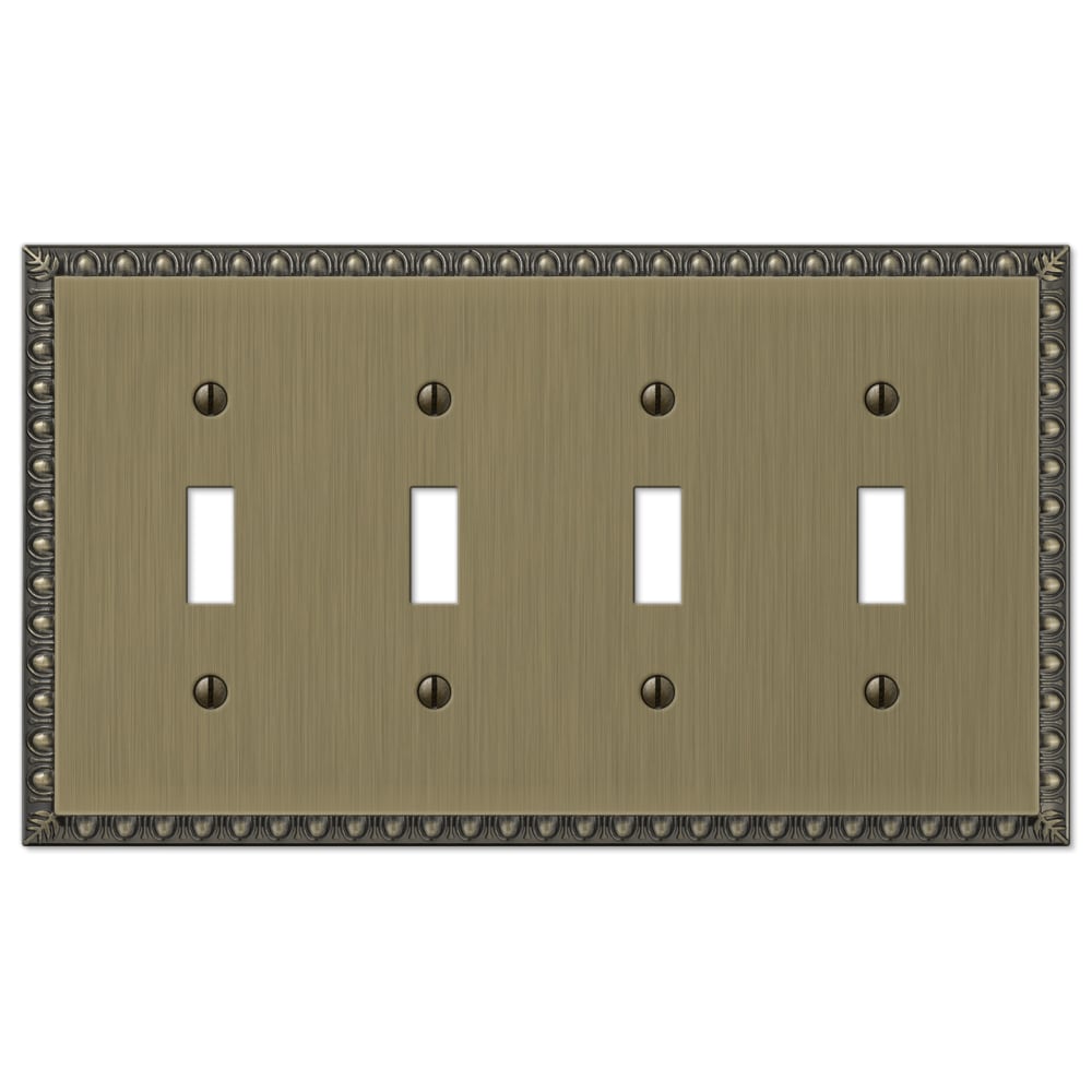 Amerelle 90T4BB 4 -Gang Brushed Brass Metal Indoor Toggle Wall Plate
