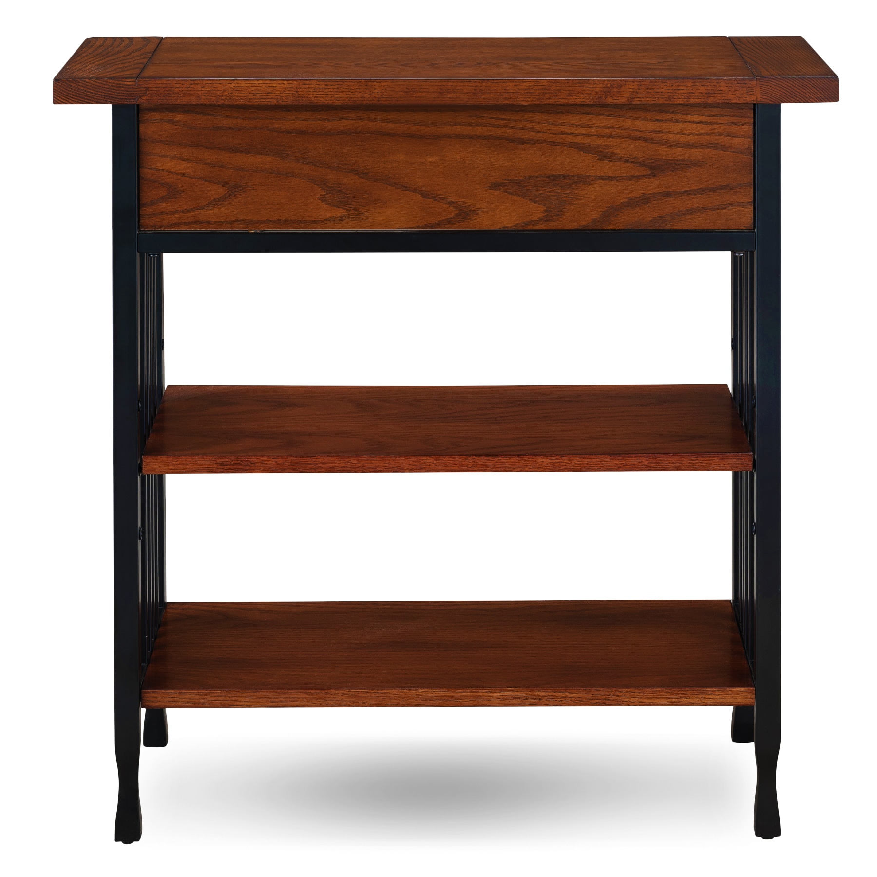 Adjustable Burnished Oak 30" Bookcase with Matte Black Base