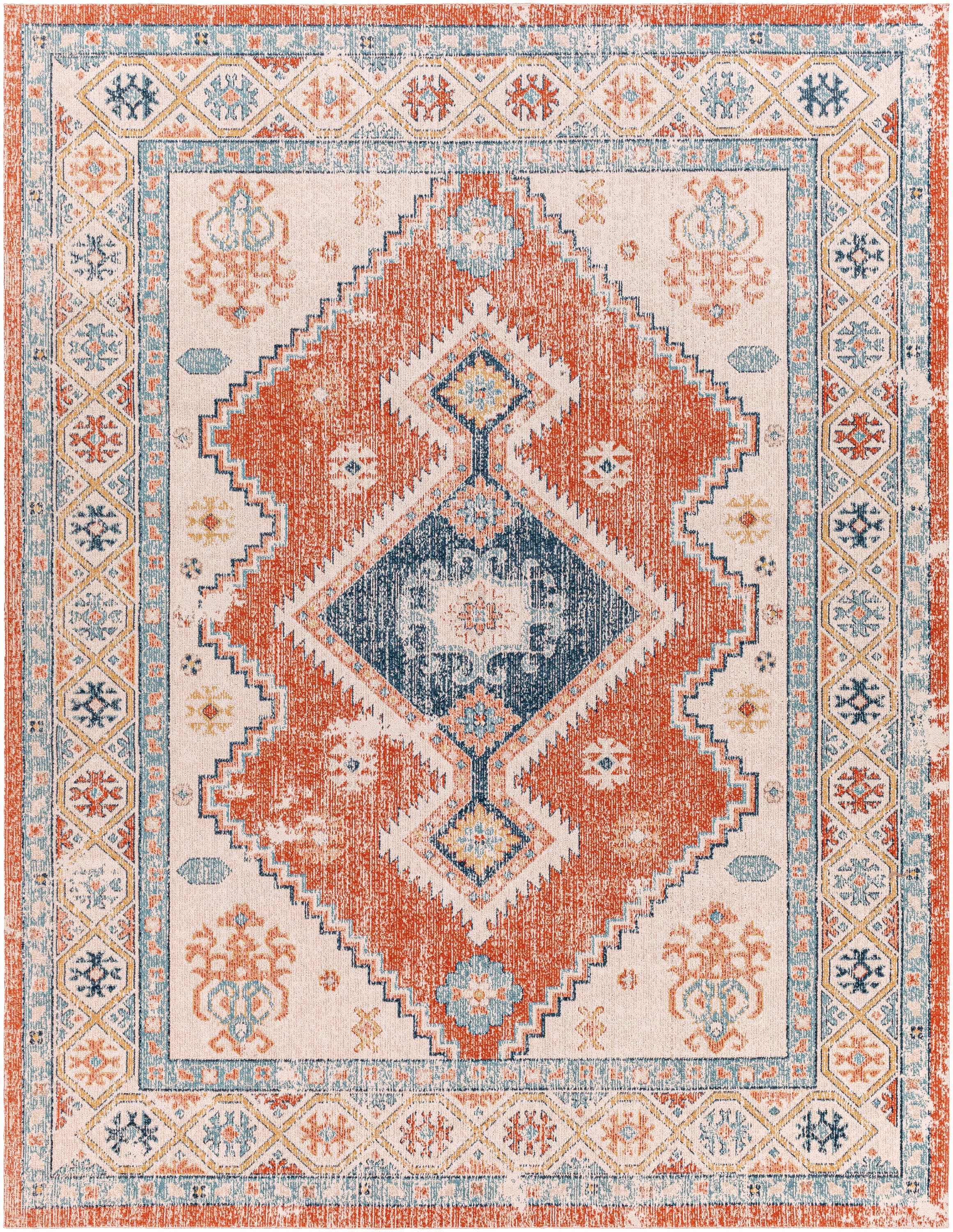 Artistic Weavers HTB2304-679 Huntington Beach 7 X 9 Orange Indoor/Outdoor Medallion Global Area Rug