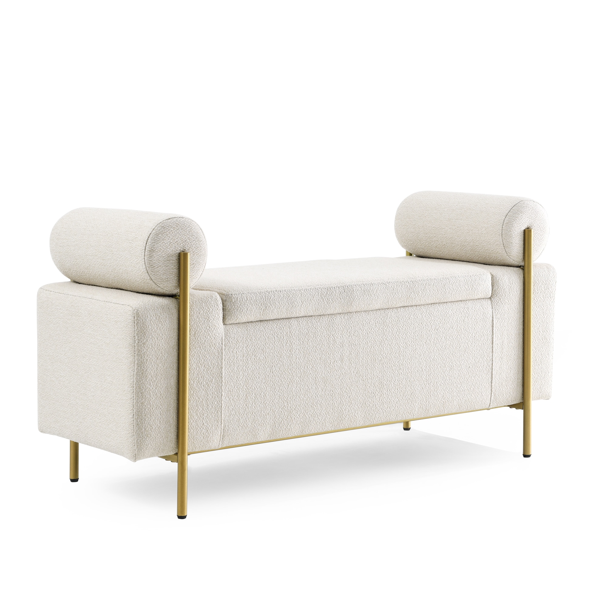 Bybafun YD2700049 Modern Beige Accent Bench with Storage 44-Inches x 17-Inches x 23-Inches