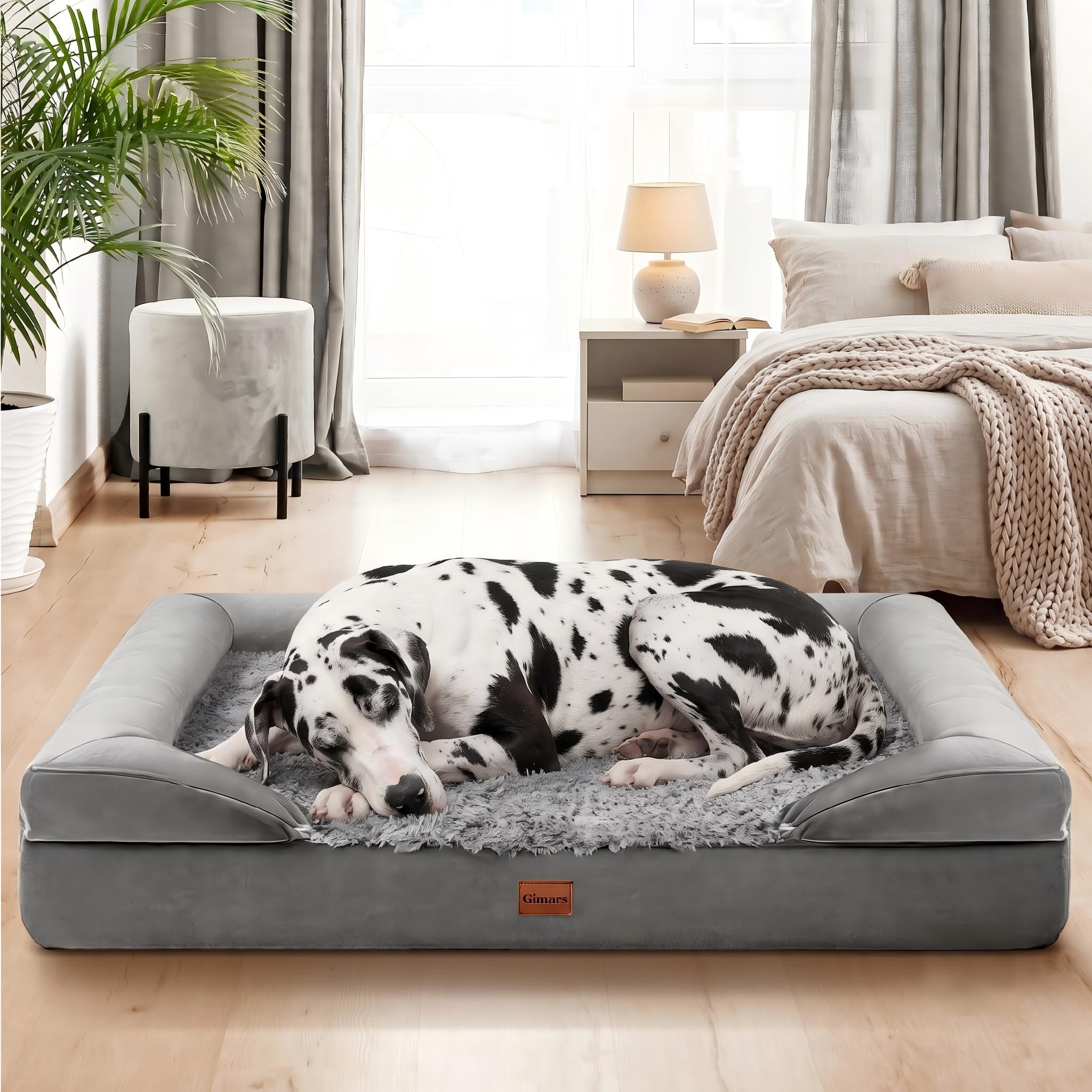 Gimars - 44x32in Extra Orthopedic Dog Bed Waterproof Lining 28D Supportive Polyester Bolster Egg...