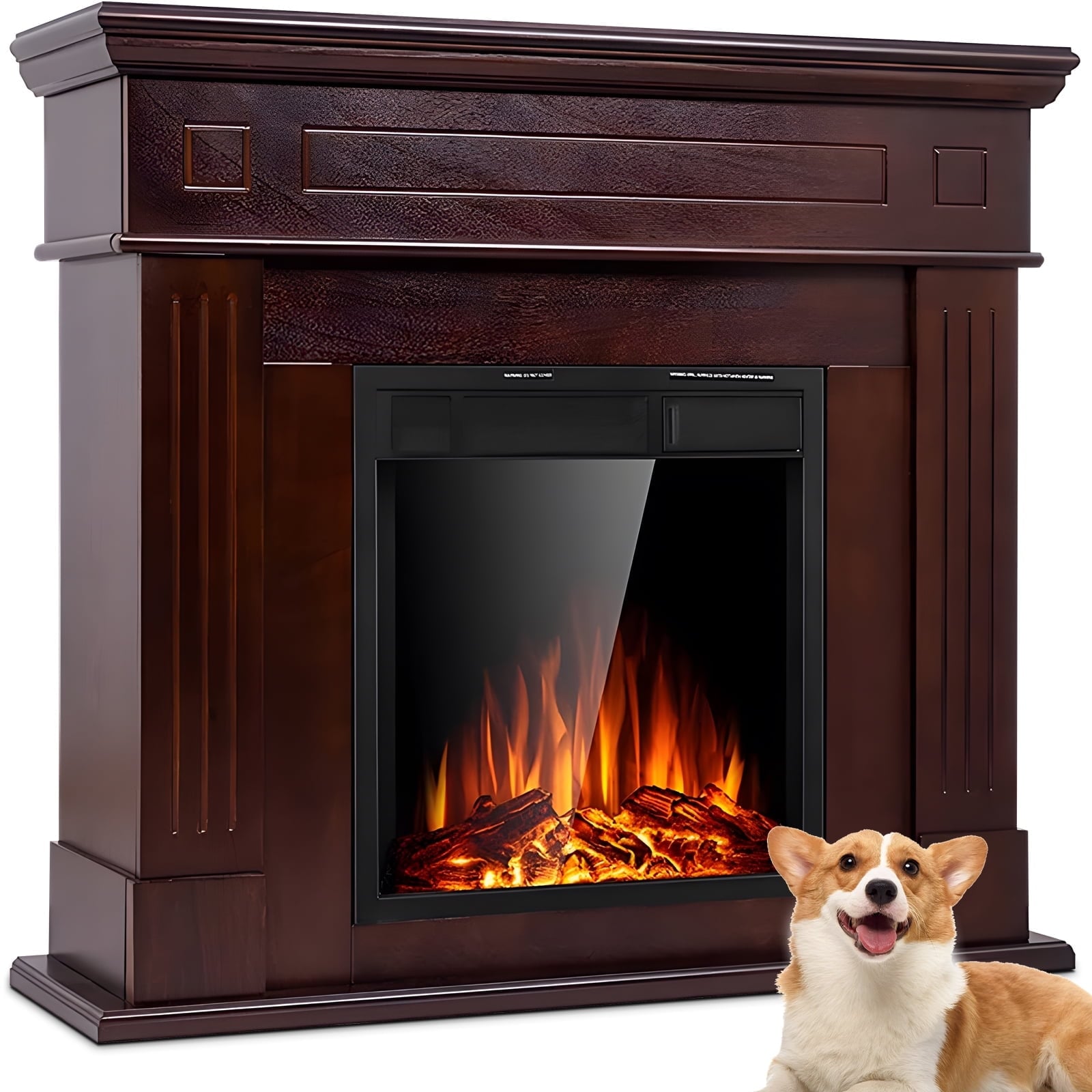 COWSAR 43.31-in W Brown Infrared Quartz Electric Fireplace LSSM027BR Sansujyuku sansujyuku.com