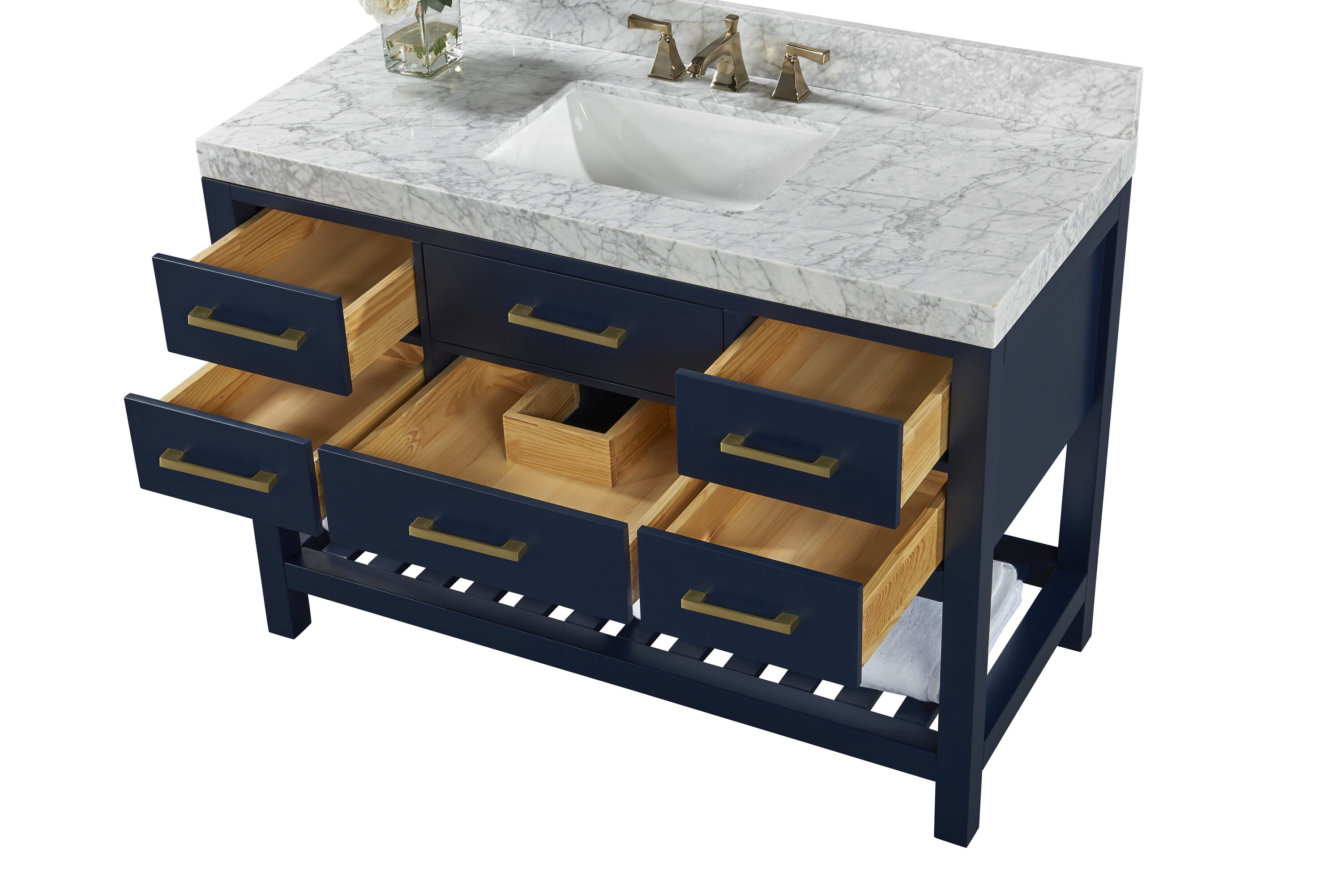 Elizabeth 48'' Heritage Blue Wood Vanity with Marble Top