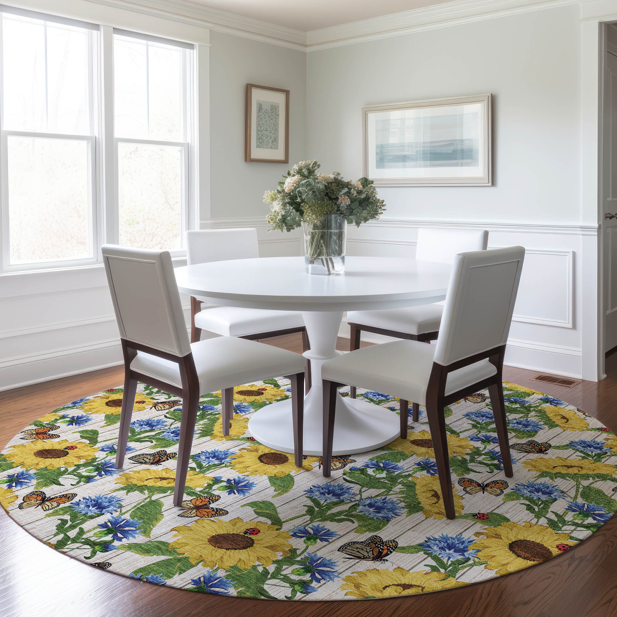 Addison Rugs AMF171YE8RO Mayfield AMF171YE 8 x 8 (ft) Loomed Polyester Yellow Round Indoor Geometric Machine washable Area rug