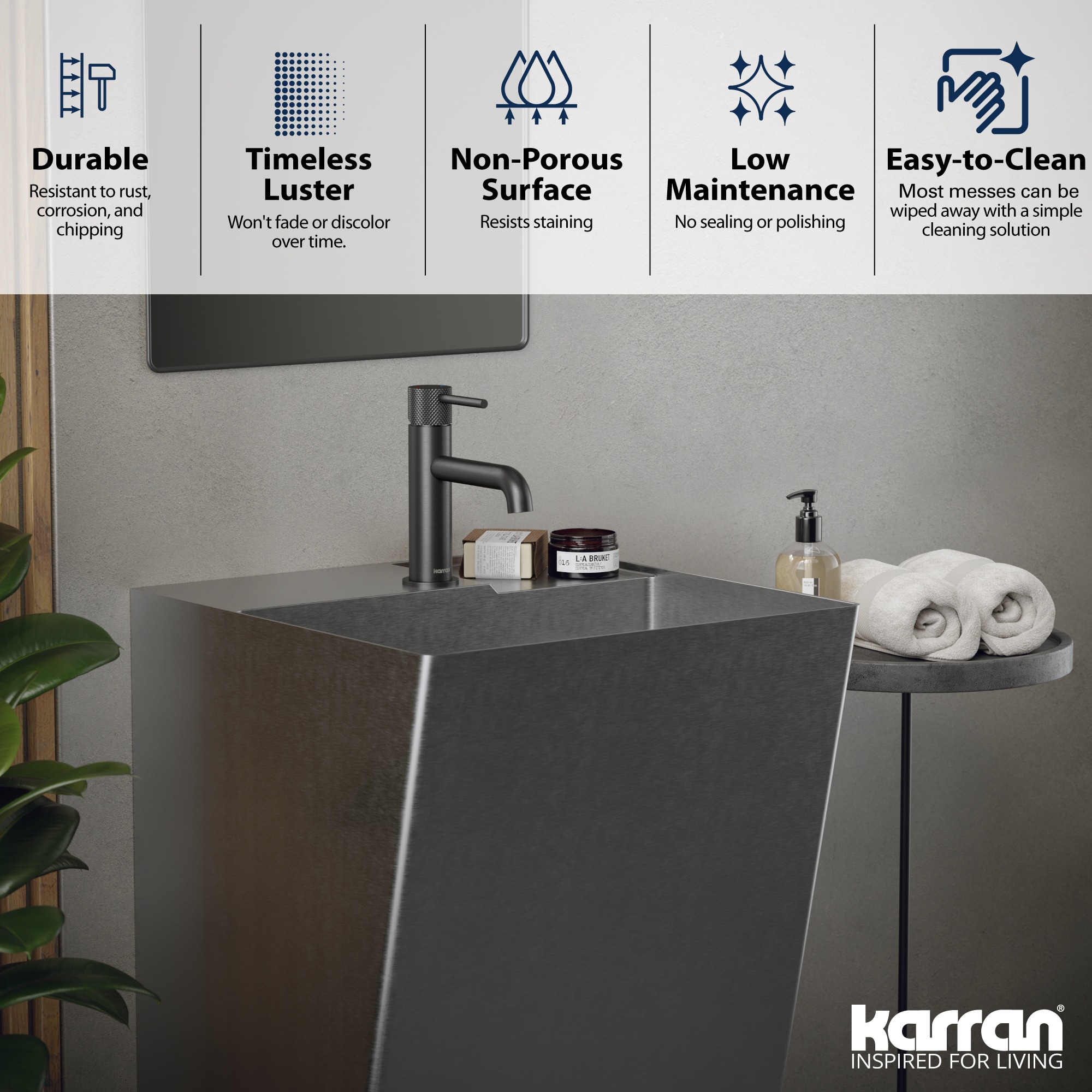 Karran CCP500SS Complete-Pedestal-Lavatories - View #5