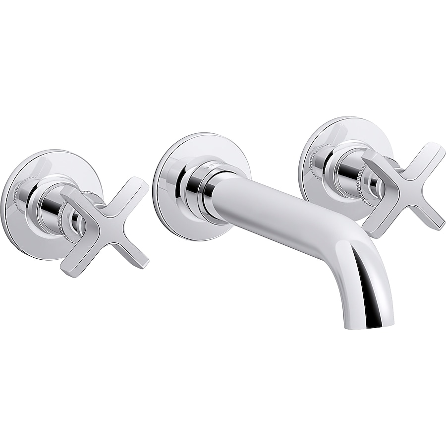 Wall-Mount 2-Handle Low-Arc Service Sink Faucet in Polished Chrome Wall-Mount 2-Handle Low-Arc Service Sink Faucet in Polished Chrome