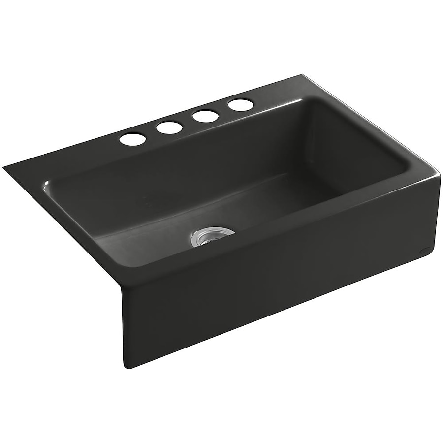 Dickinson Farmhouse Undermount Farmhouse Apron-Front Cast Iron 33 in. 4-Hole Single Bowl Kitchen Sink in White Dickinson Farmhouse Undermount Farmhouse Apron-Front Cast Iron 33 in. 4-Hole Single Bowl Kitchen Sink in White