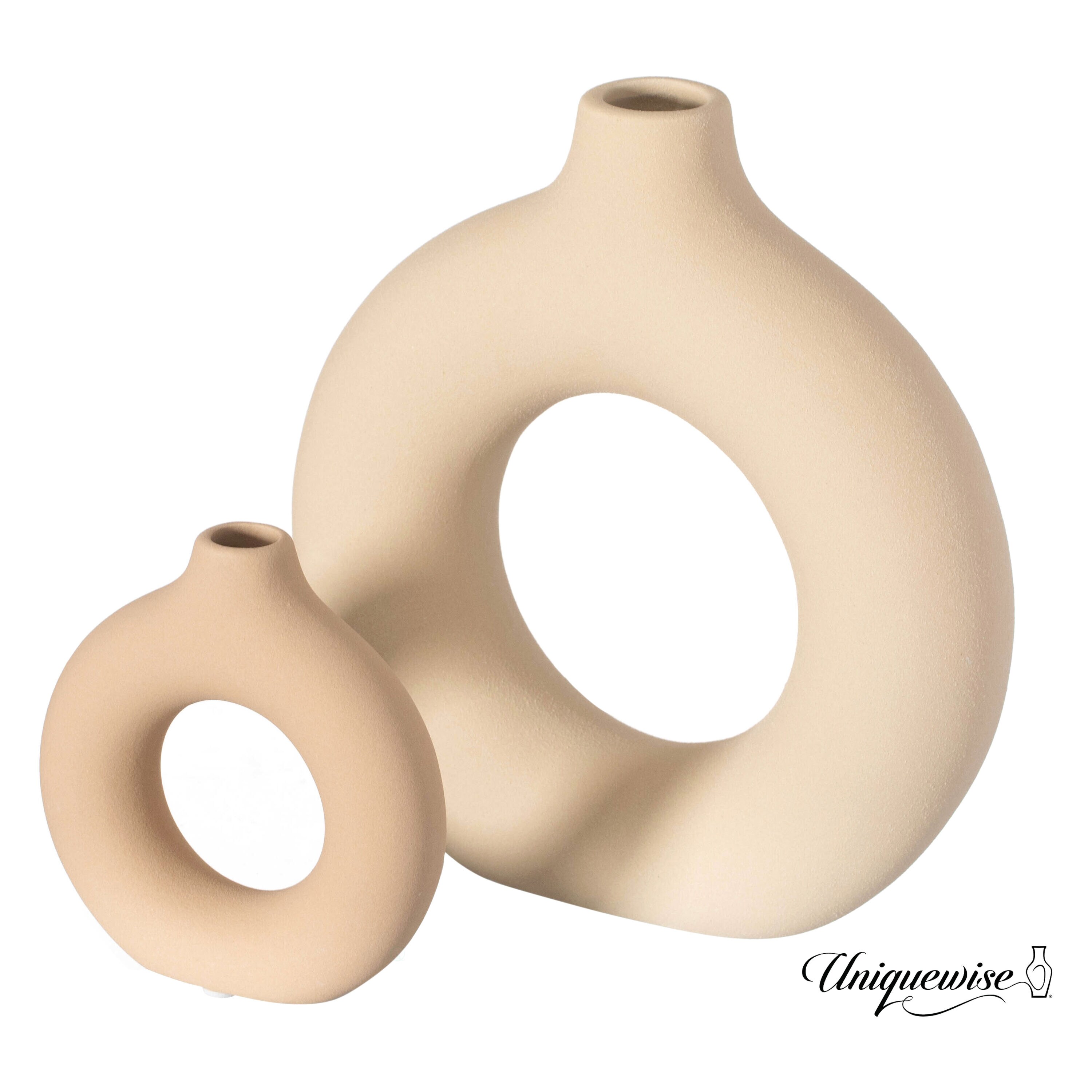 Uniquewise QI004733.2 2 -Pack Pink Ceramic Modern Vase
