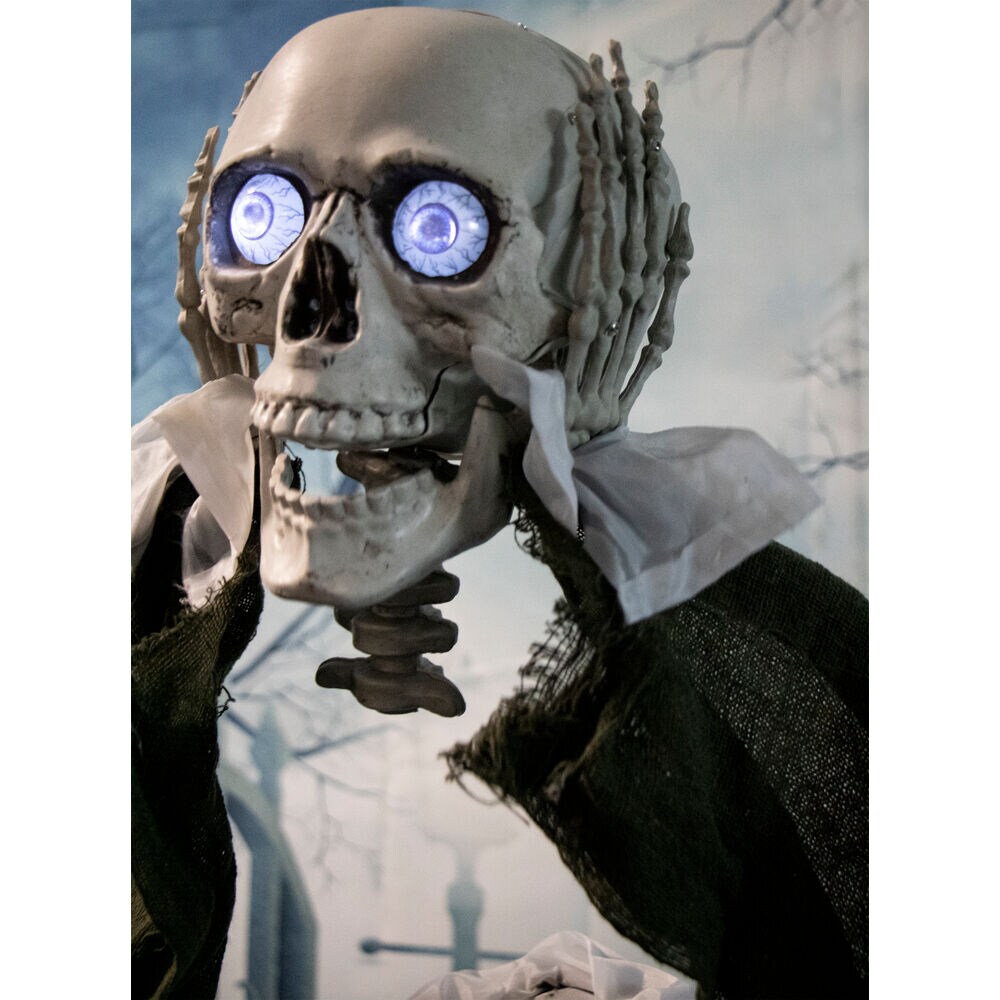 6FT Gentleman Skeleton Animatronic Halloween Prop, Skeleton Decorations in  2023