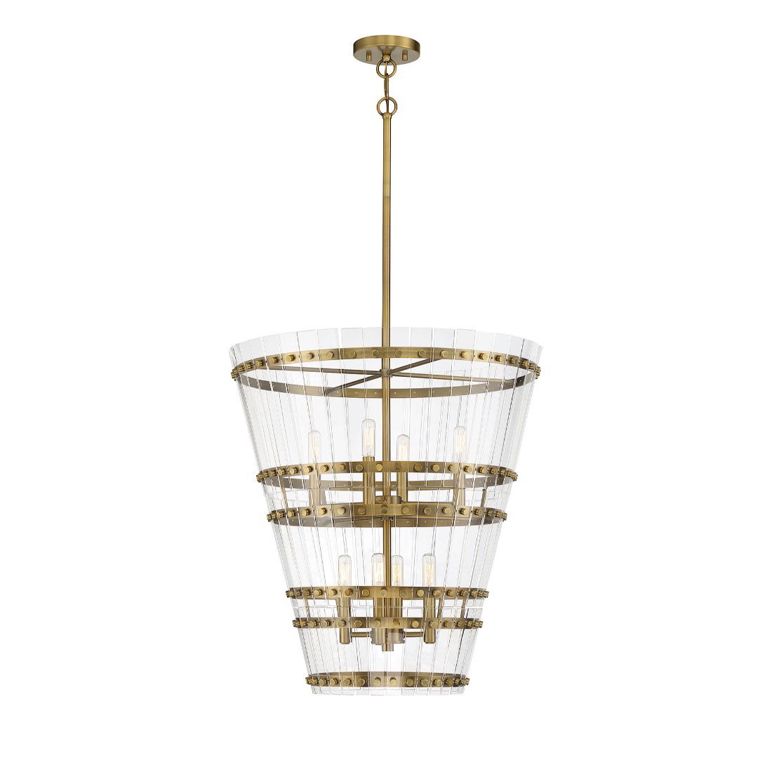  LW-SH640119 8-Light Warm Brass Transitional Cone Hanging Pendant Light