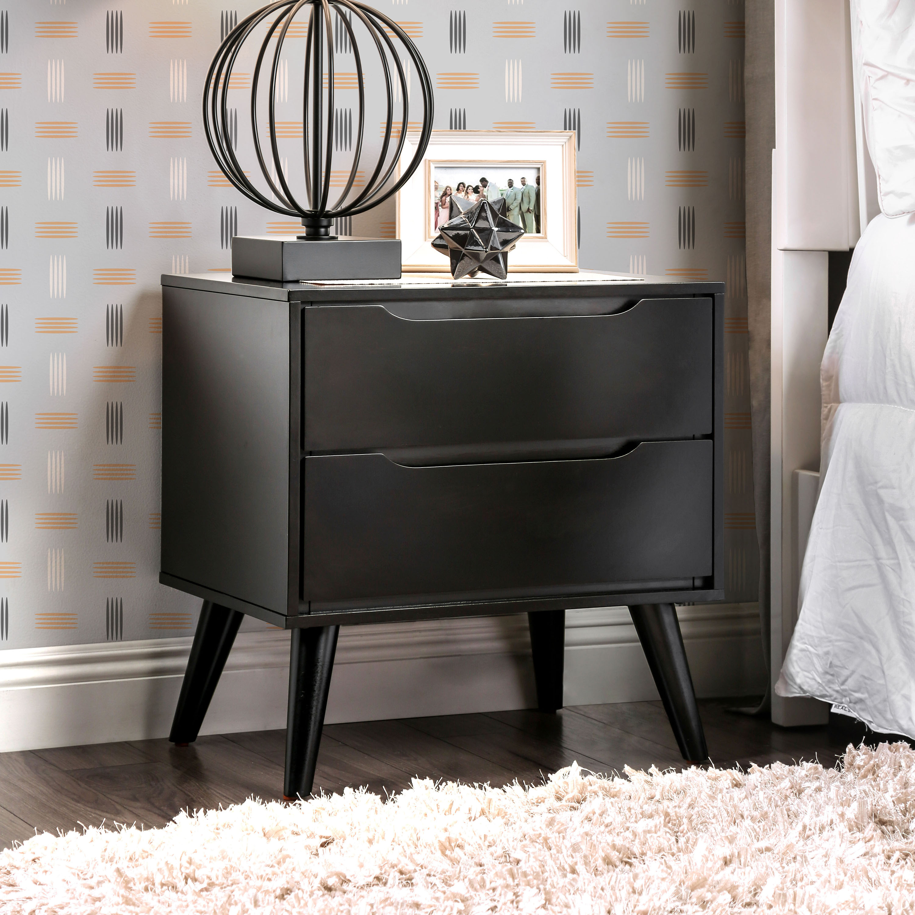Furniture of America IDF-7386BK-N Santeria Black Nightstand