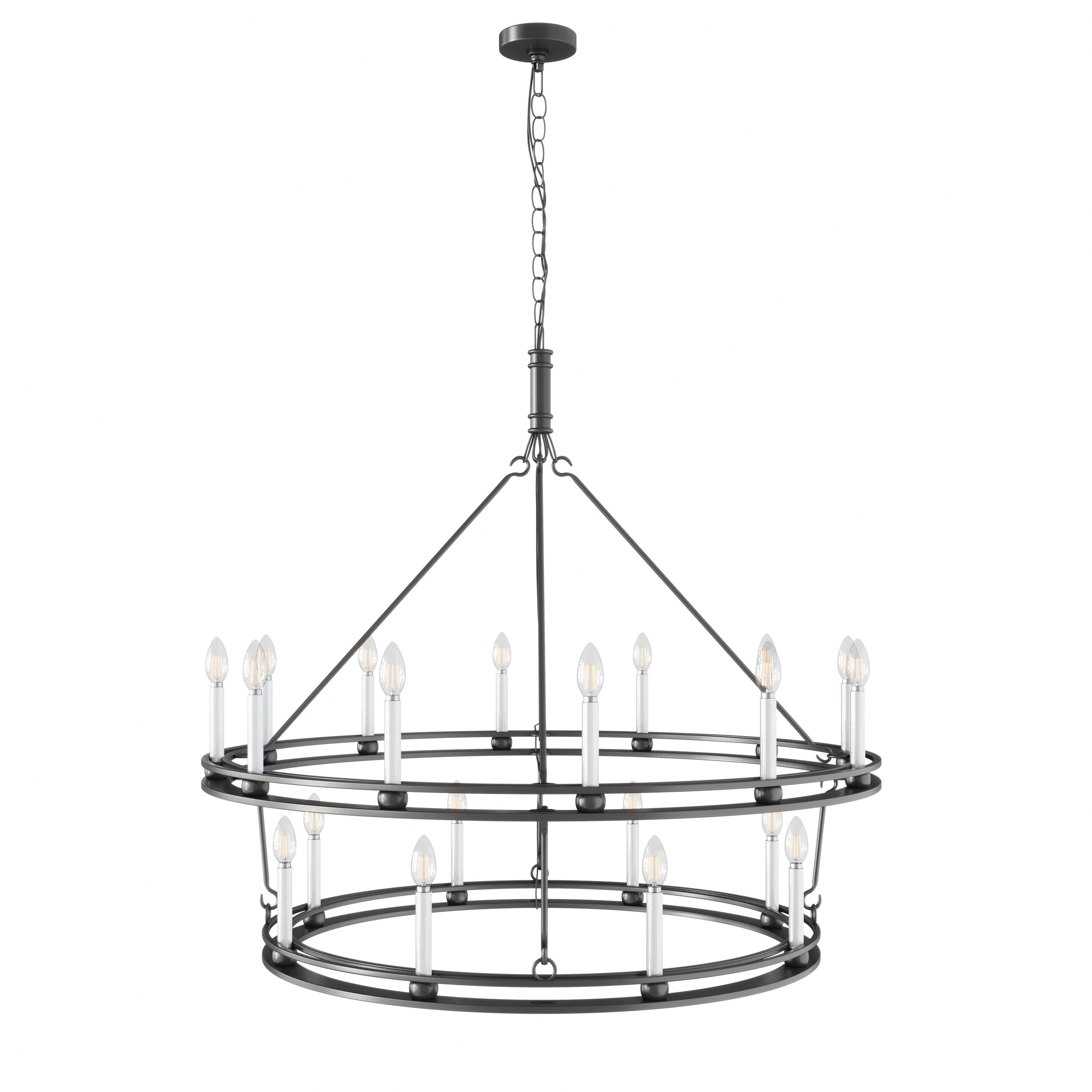 Black Metal Adjustable Candle Chandelier with 8 Lights