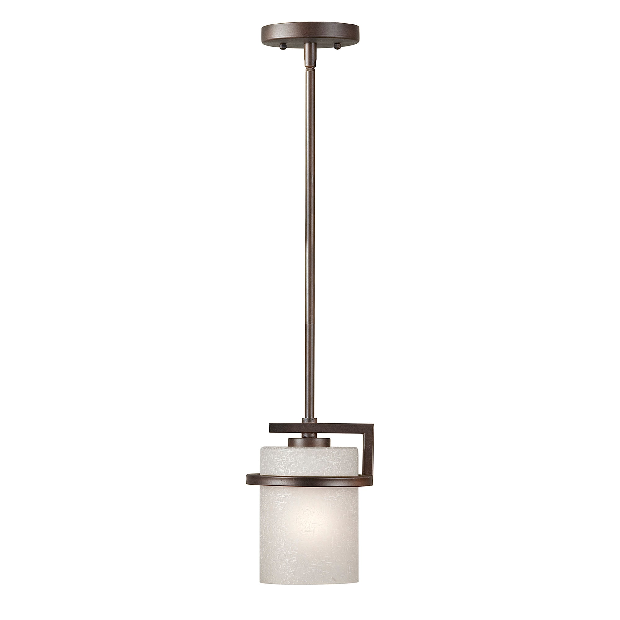 Forte Lighting 2405-01-32 Halo 1 -Light Antique bronze Modern/contemporary White glass Cylinder Mini Hanging Pendant light