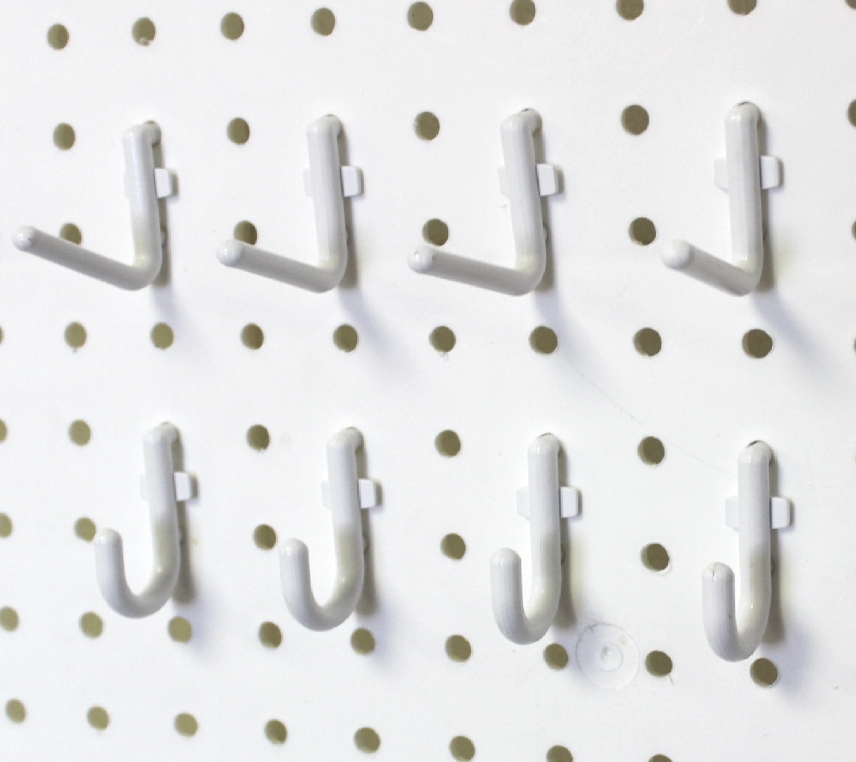 100 PACK) 2 Inch White Plastic Peg Hooks For 1/8 to 1/4 Pegboard. USA  Made