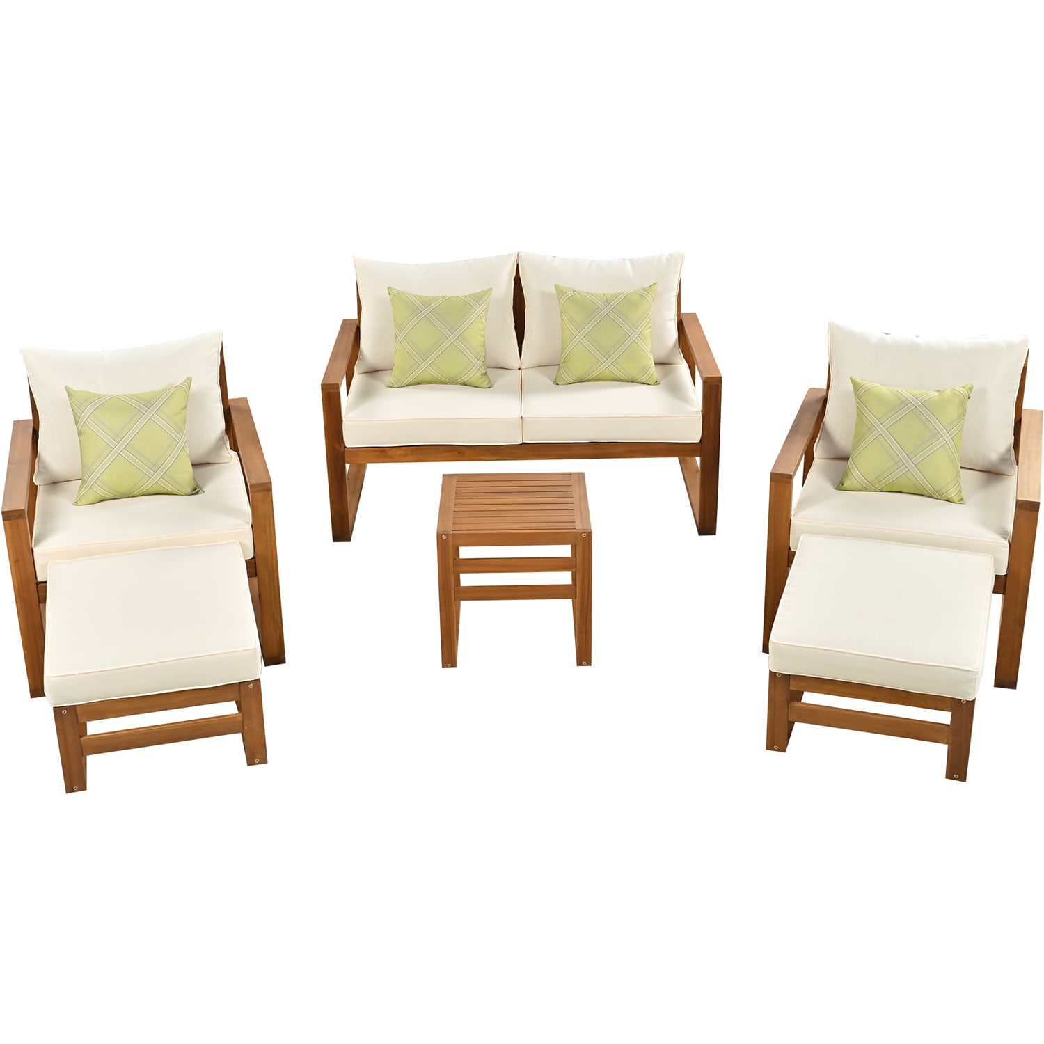 Bybafun YA7100027 6-Piece Patio Conversation Set with Off-white Cushions