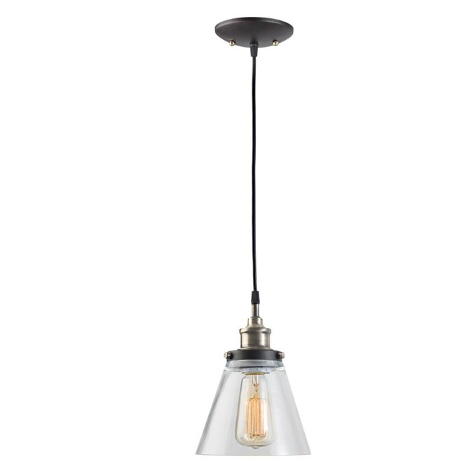Globe Electric Jackson Antique Brass And Bronze Industrial Clear Glass Bell Mini Pendant Light In The Lighting Department At Com - Globe Electric Jackson 1 Light Flush Mount Ceiling In Dark Bronze